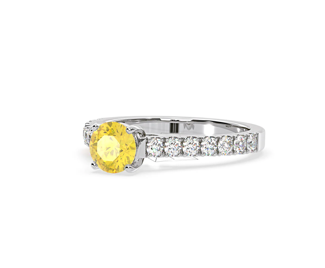 Natalia Yellow Lab Diamond 1.50ct Side Stone Ring in 18K White Gold - Elara Collection - Image 14