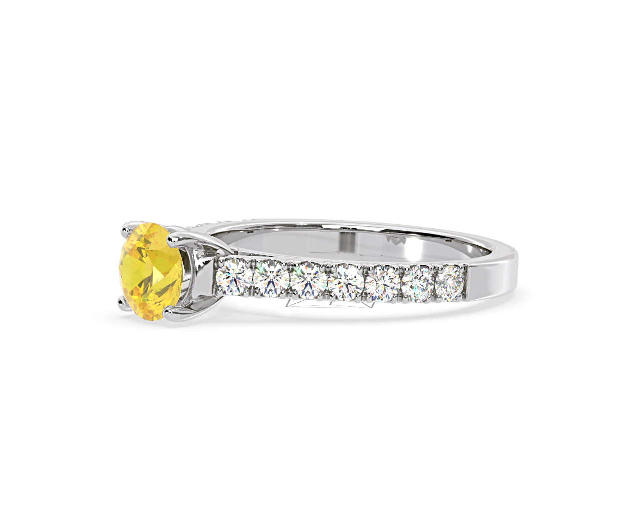 Natalia Yellow Lab Diamond 1.50ct Side Stone Ring in 18K White Gold - Elara Collection - Image 19