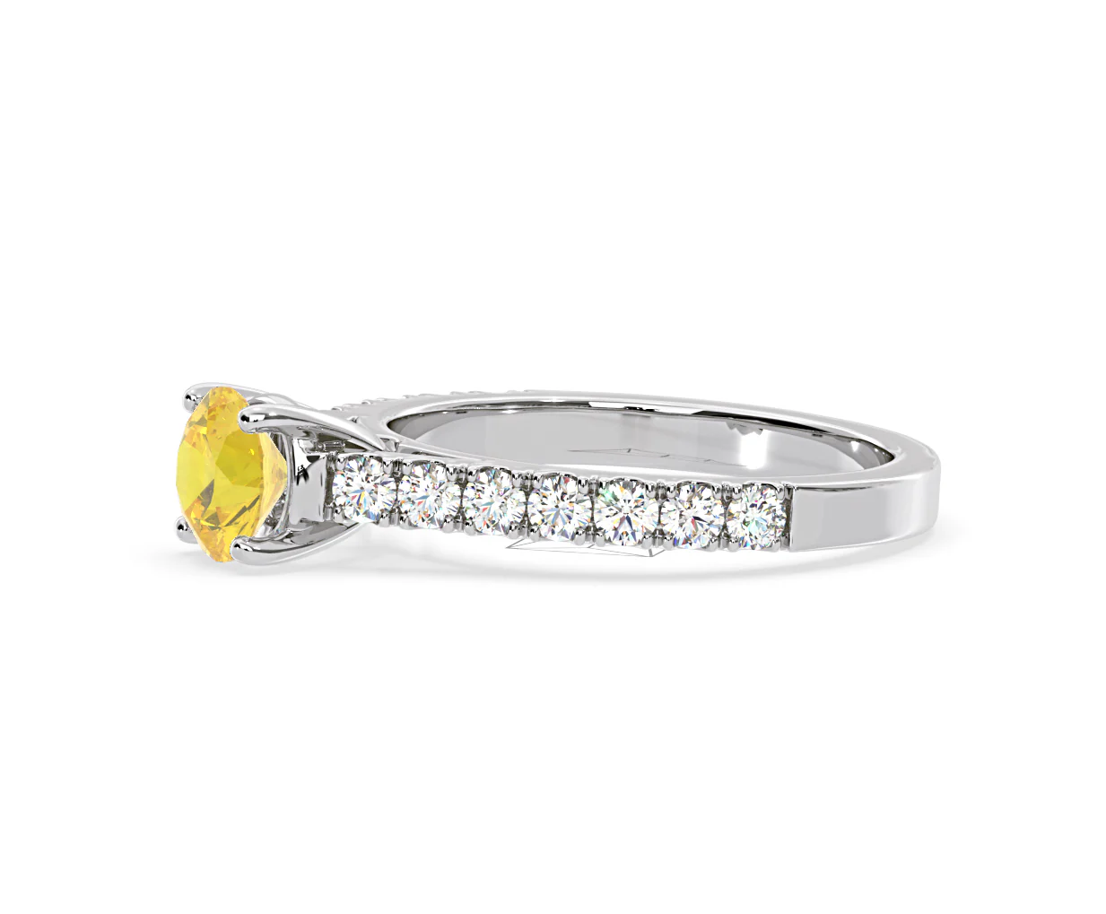 Natalia Yellow Lab Diamond 1.50ct Side Stone Ring in 18K White Gold - Elara Collection - Image 22