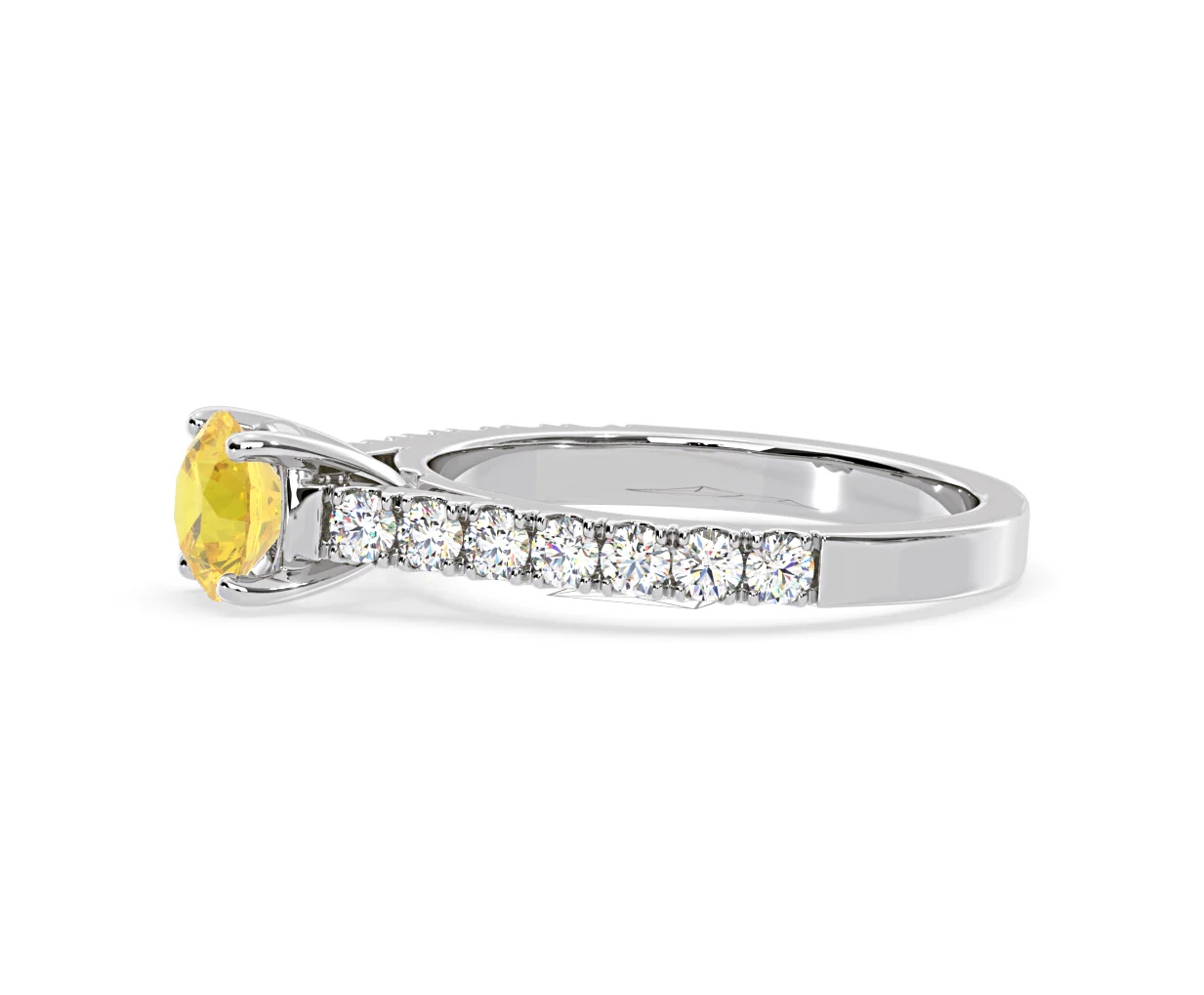 Natalia Yellow Lab Diamond 1.50ct Side Stone Ring in 18K White Gold - Elara Collection - Image 24