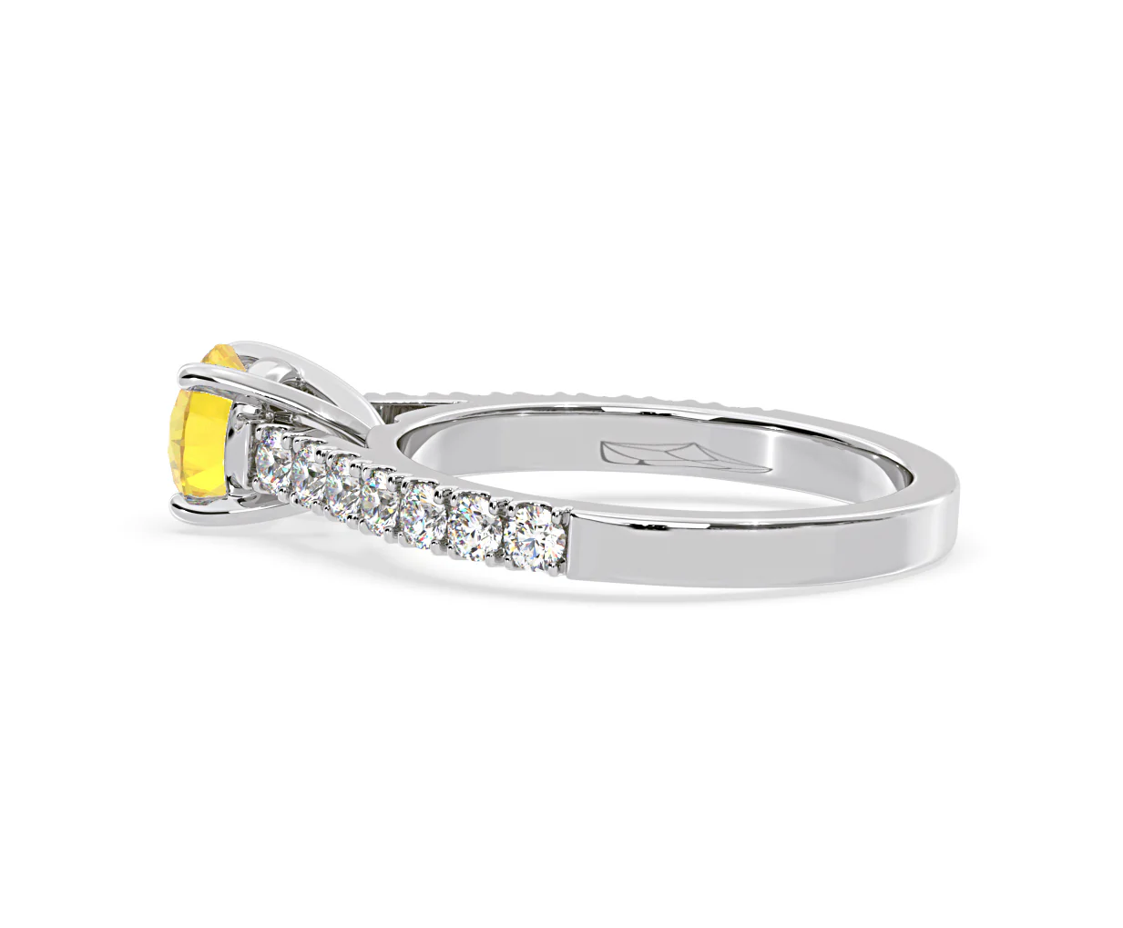 Natalia Yellow Lab Diamond 1.50ct Side Stone Ring in 18K White Gold - Elara Collection - Image 32