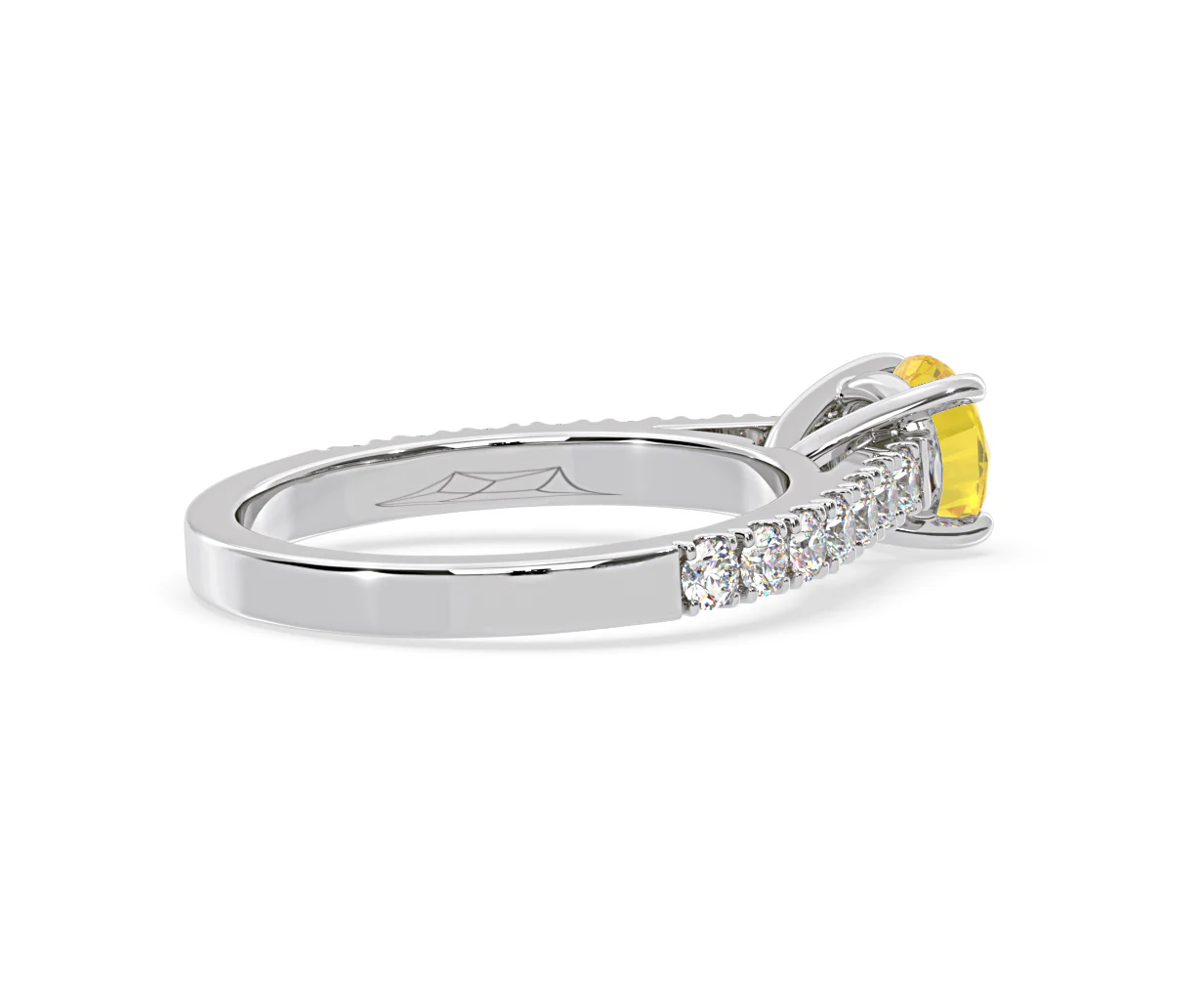 Natalia Yellow Lab Diamond 1.50ct Side Stone Ring in 18K White Gold - Elara Collection - Image 60