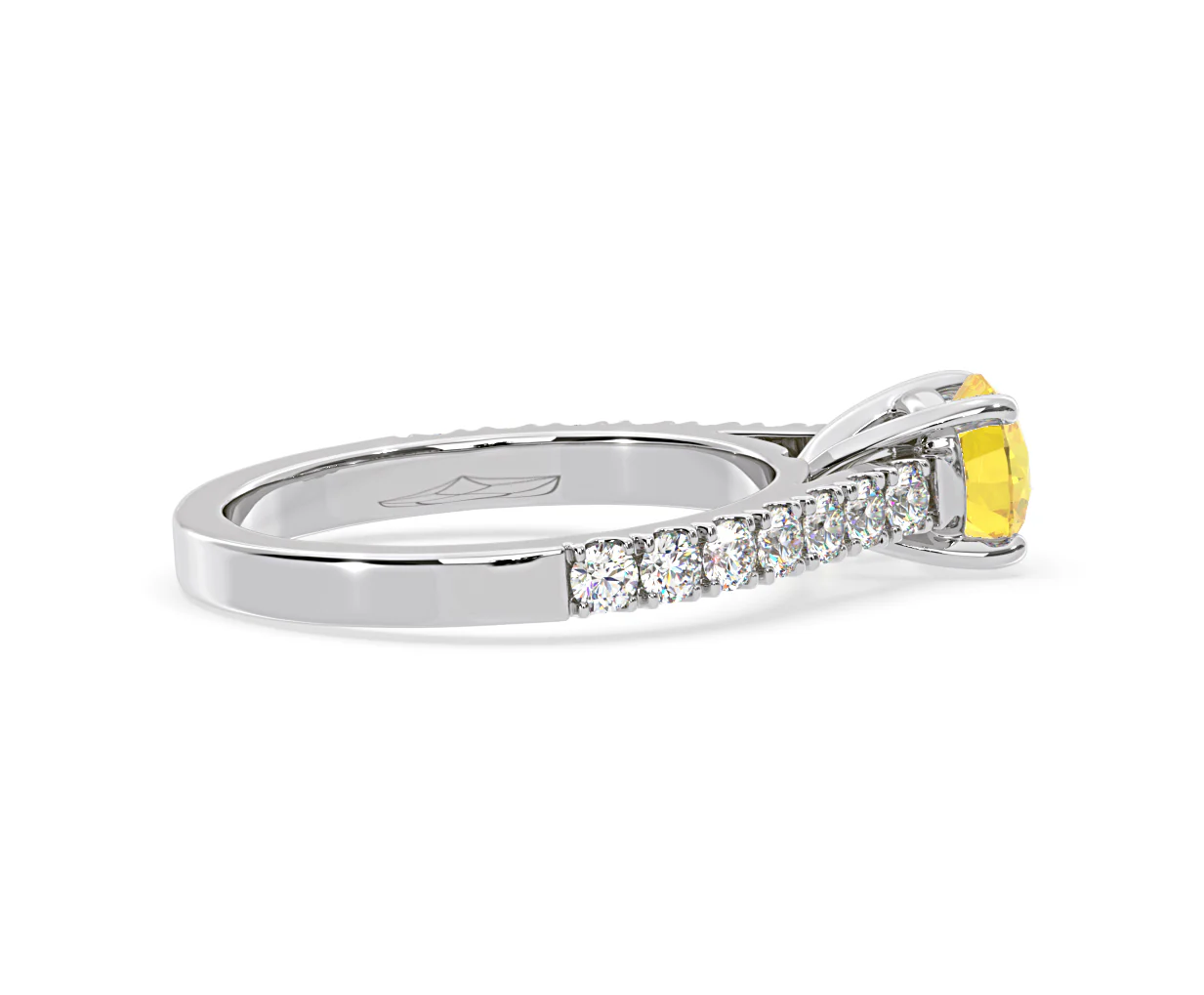 Natalia Yellow Lab Diamond 1.50ct Side Stone Ring in 18K White Gold - Elara Collection - Image 64