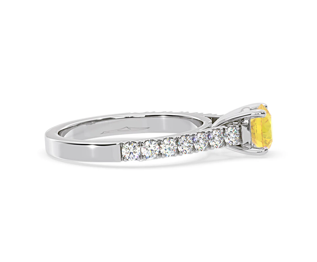 Natalia Yellow Lab Diamond 1.50ct Side Stone Ring in 18K White Gold - Elara Collection - Image 68