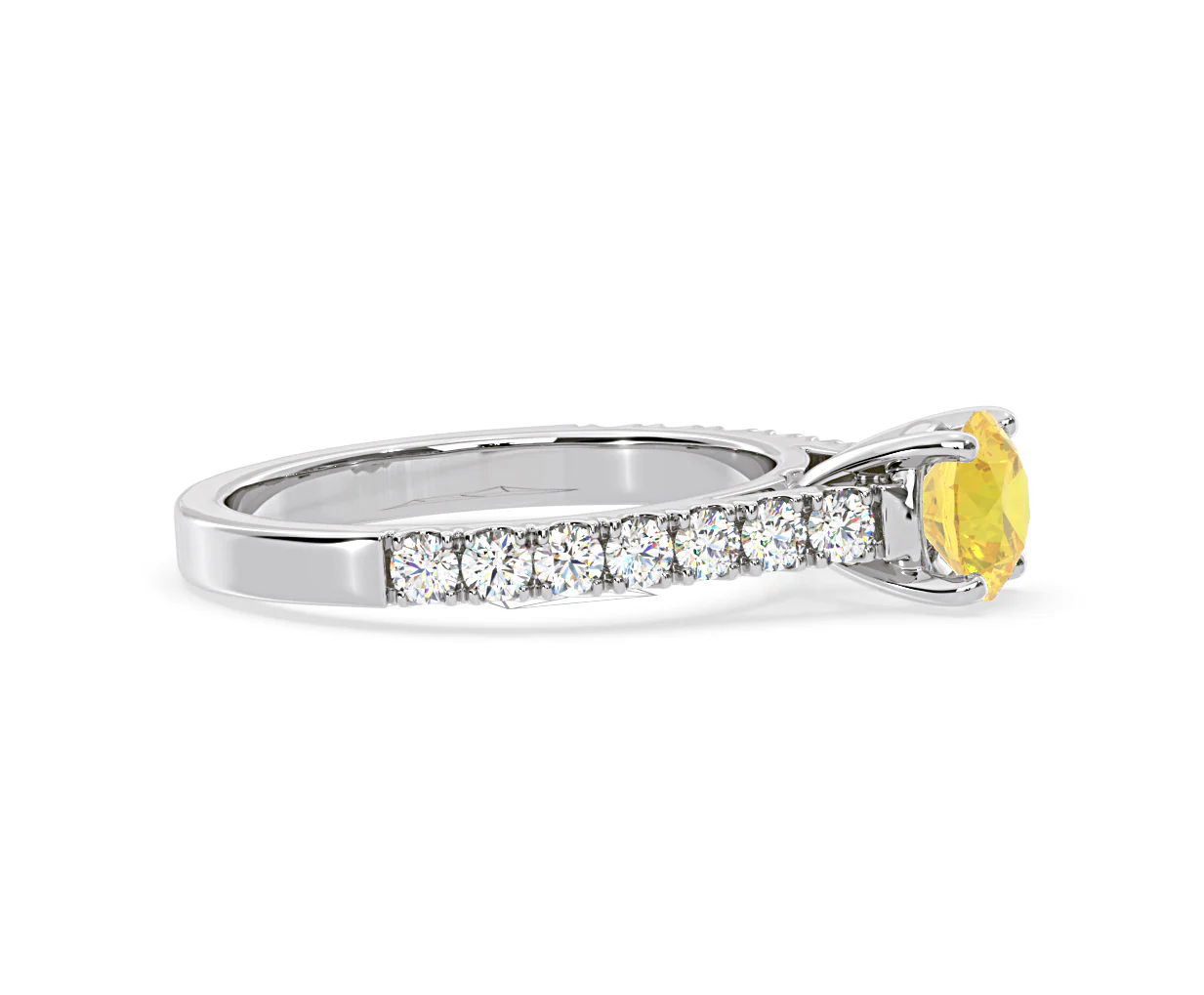 Natalia Yellow Lab Diamond 1.50ct Side Stone Ring in 18K White Gold - Elara Collection - Image 71