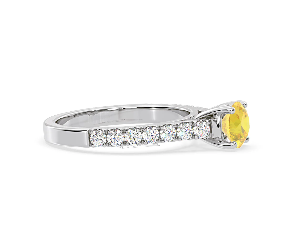 Natalia Yellow Lab Diamond 1.50ct Side Stone Ring in 18K White Gold - Elara Collection - Image 72