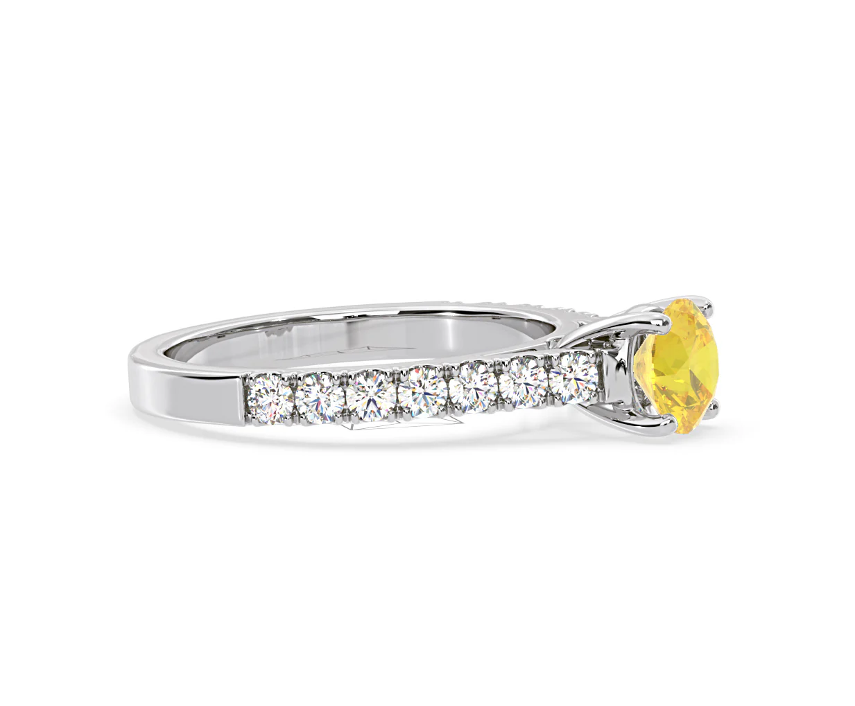 Natalia Yellow Lab Diamond 1.50ct Side Stone Ring in 18K White Gold - Elara Collection - Image 73