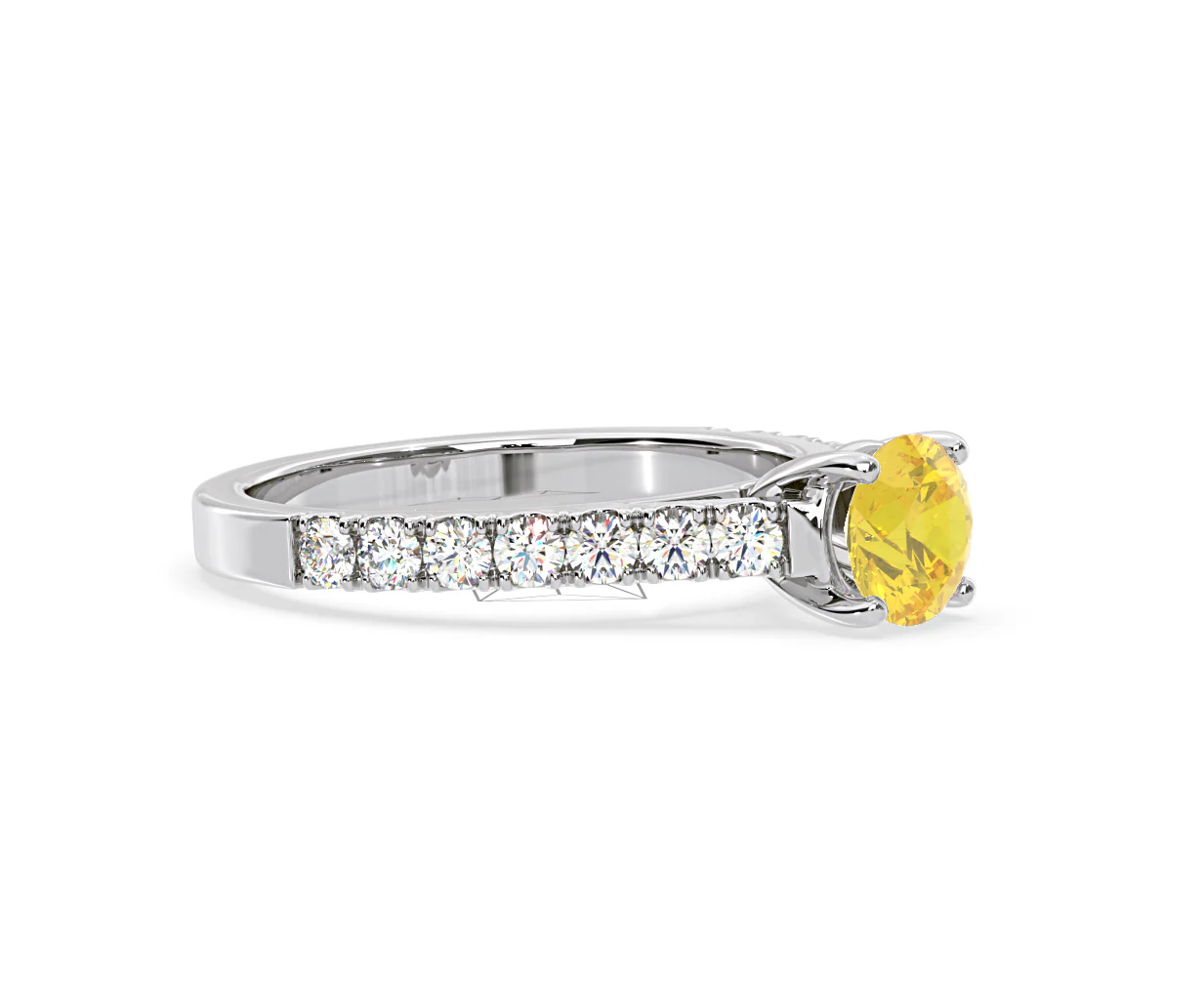 Natalia Yellow Lab Diamond 1.50ct Side Stone Ring in 18K White Gold - Elara Collection - Image 76