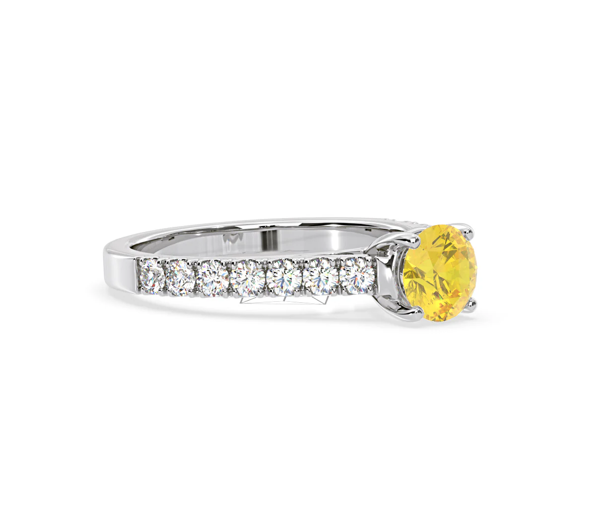 Natalia Yellow Lab Diamond 1.50ct Side Stone Ring in 18K White Gold - Elara Collection - Image 78