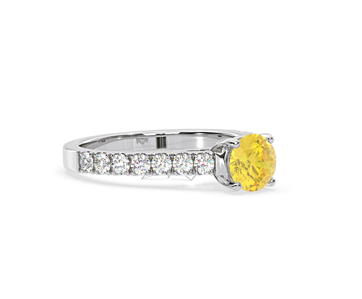 Natalia Yellow Lab Diamond 1.50ct Side Stone Ring in 18K White Gold - Elara Collection - Image 79