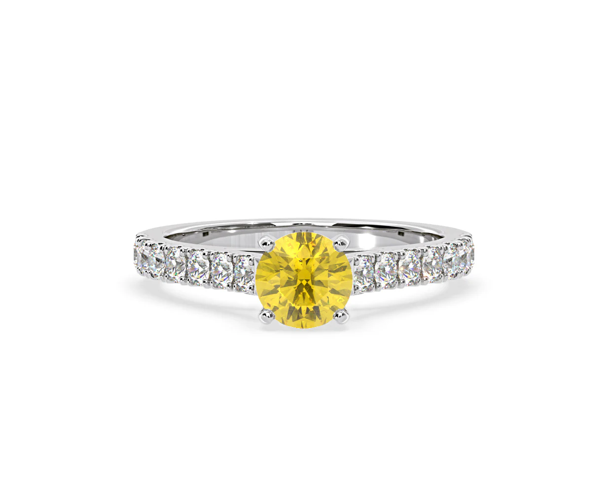 Natalia Yellow Lab Diamond 1.50ct Side Stone Ring in 18K White Gold - Elara Collection - Image 8