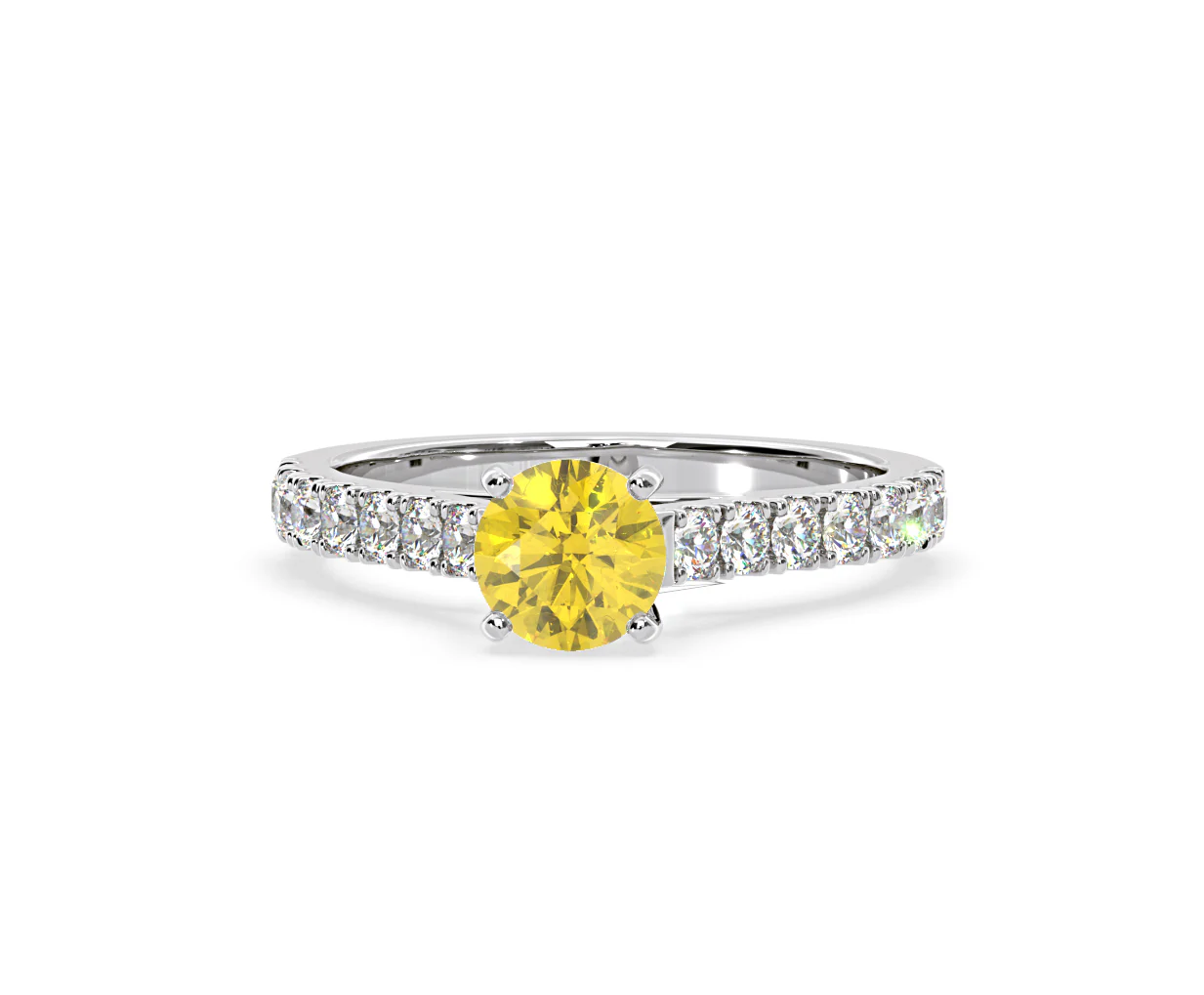 Natalia Yellow Lab Diamond 1.50ct Side Stone Ring in 18K White Gold - Elara Collection - Image 9