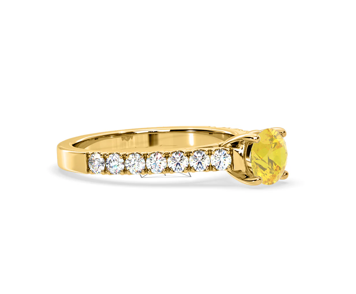 Natalia Yellow Lab Diamond 1.50ct Side Stone Ring in 18K Yellow Gold - Elara Collection - Image 75