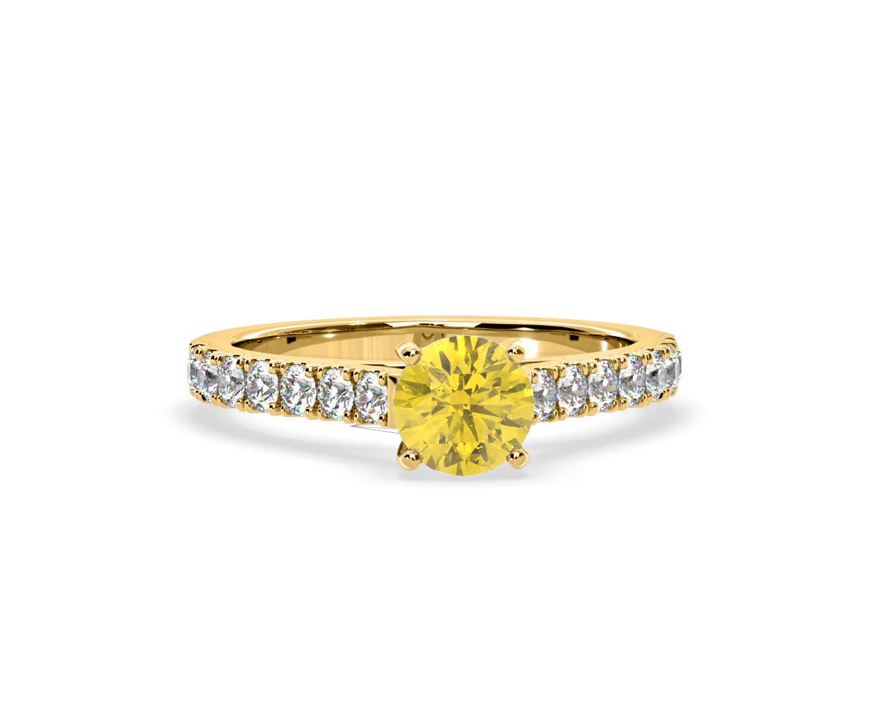 Natalia Yellow Lab Diamond 1.50ct Side Stone Ring in 18K Yellow Gold - Elara Collection - Image 85