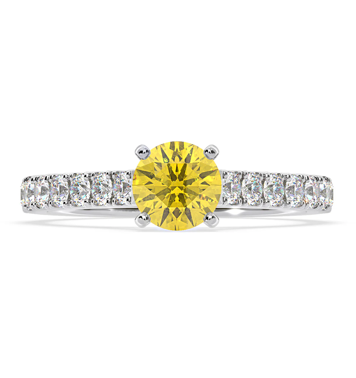 Natalia Yellow Lab Diamond 1.50ct Side Stone Ring in Platinum - Elara Collection - Image 3