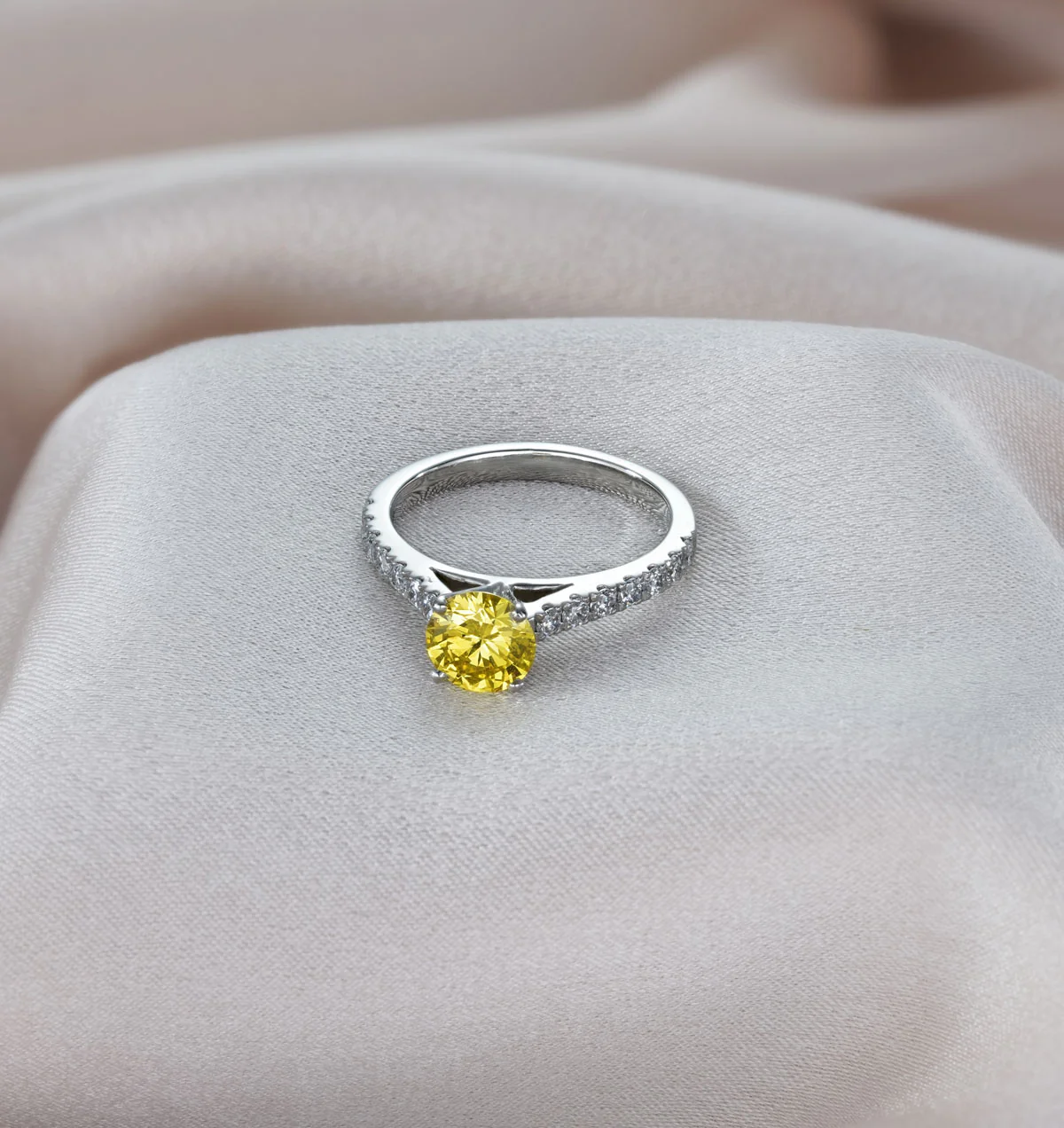 Natalia Yellow Lab Diamond 1.50ct Side Stone Ring in Platinum - Elara Collection - Image 5