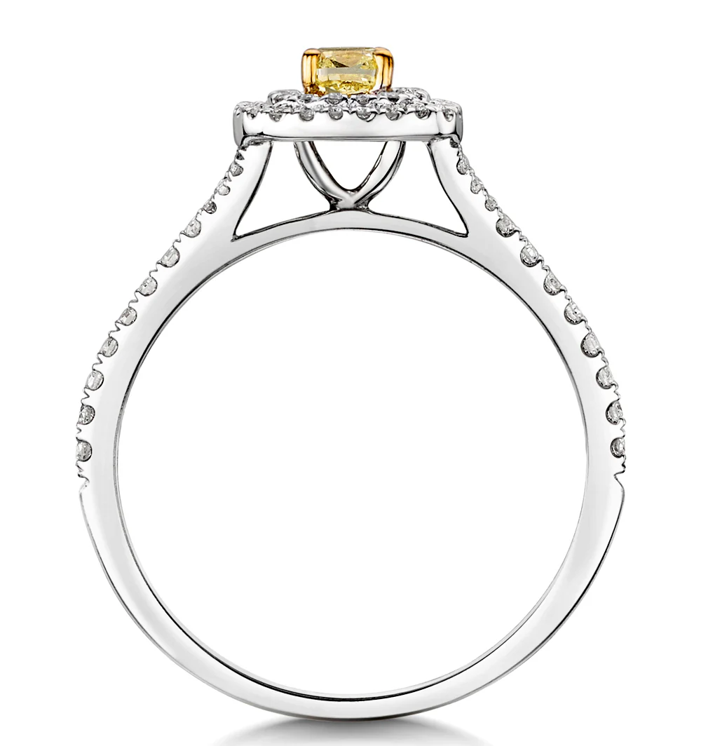 Natasha Yellow Diamond Halo Engagement Ring 0.53ct 18K White Gold - Image 3