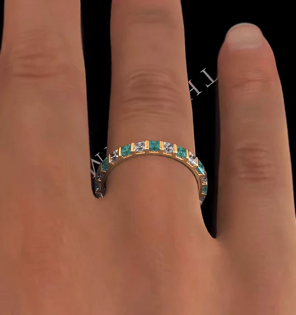 Olivia 18K Gold Emerald 1.20ct and G/VS 1CT Diamond Eternity Ring - Image 4