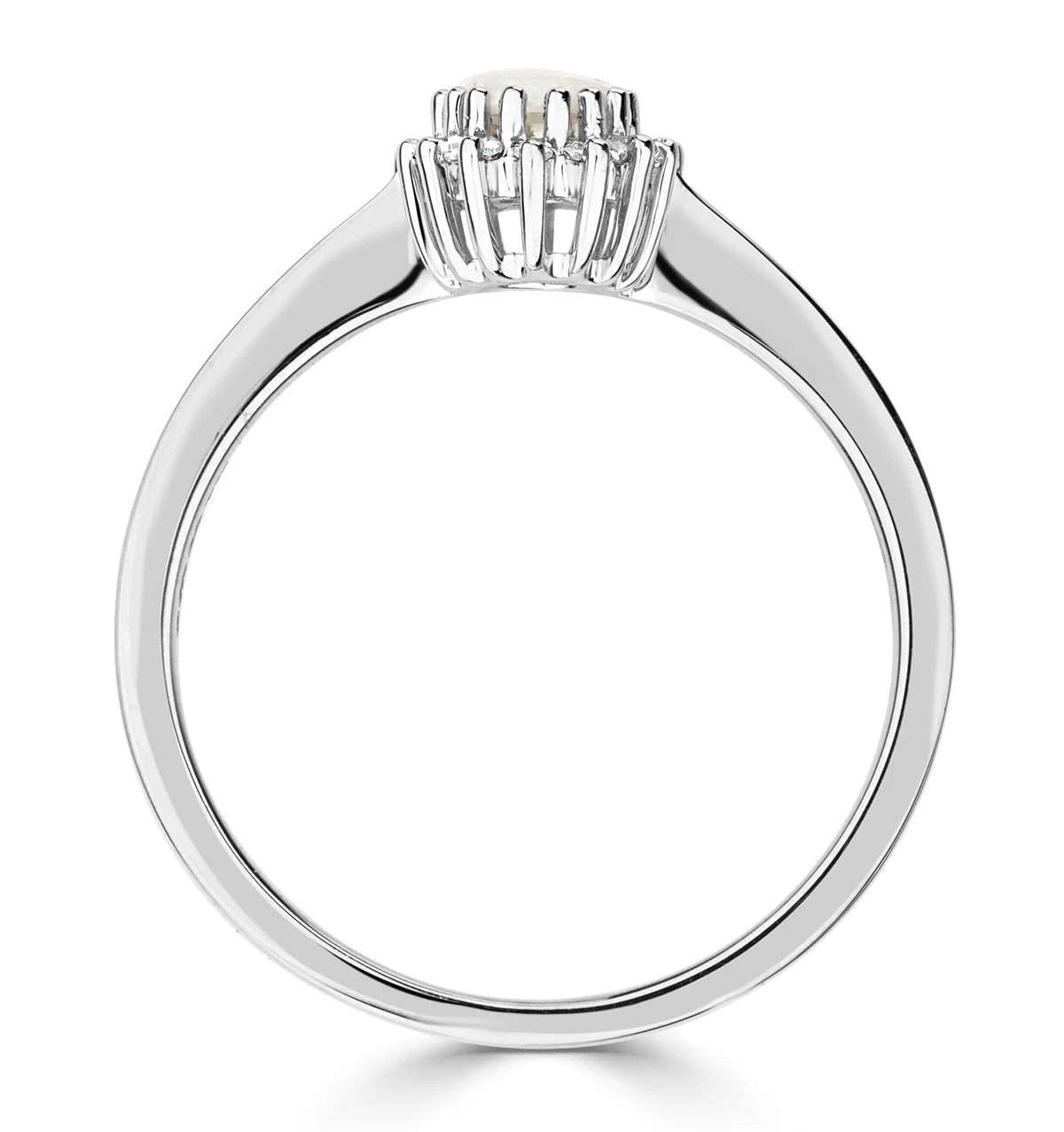 Opal 6 x 4mm And Diamond 18K White Gold Ring - Image 3