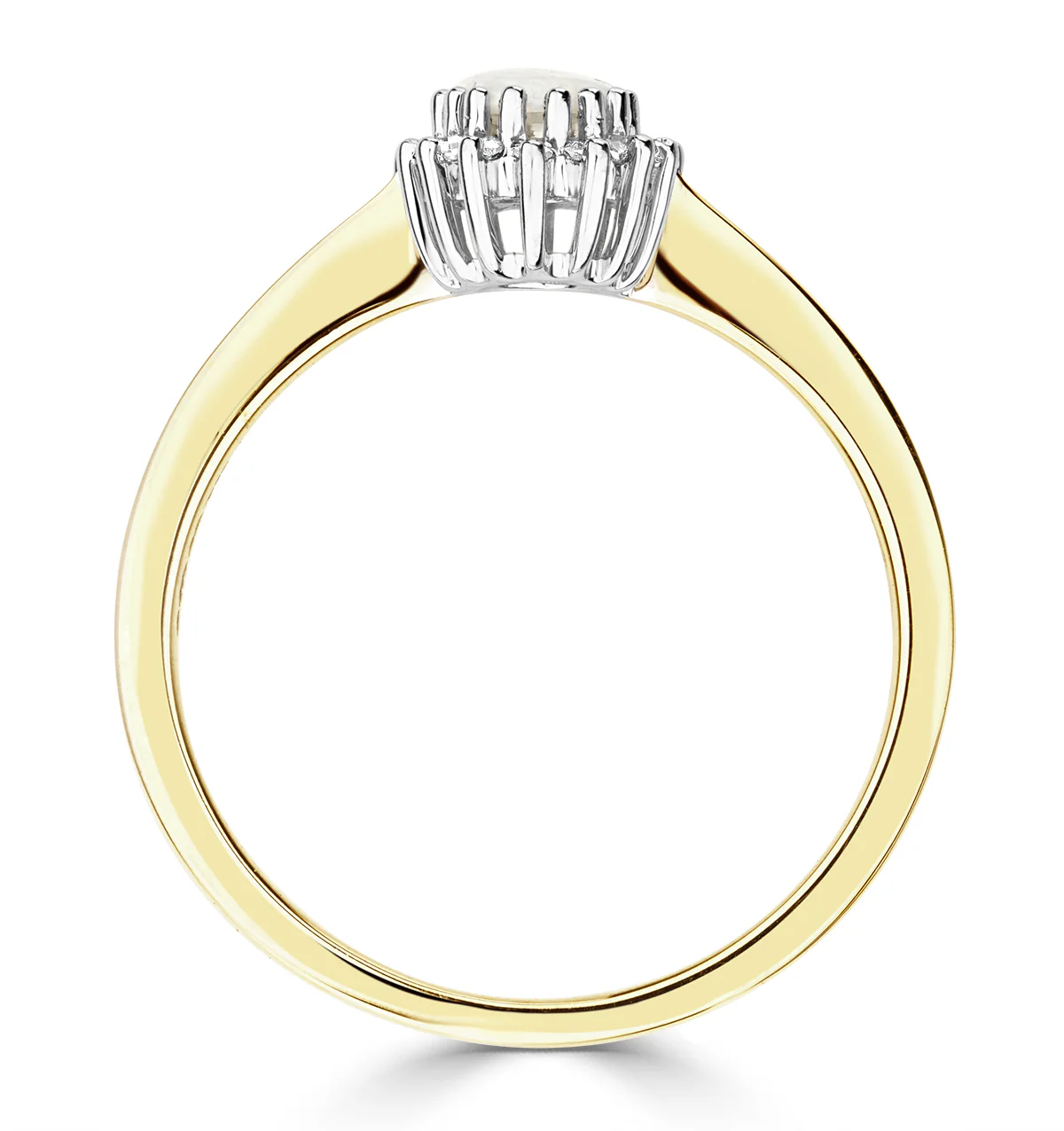 Opal 6 x 4mm And Diamond 9K Yellow Gold Ring - Image 3
