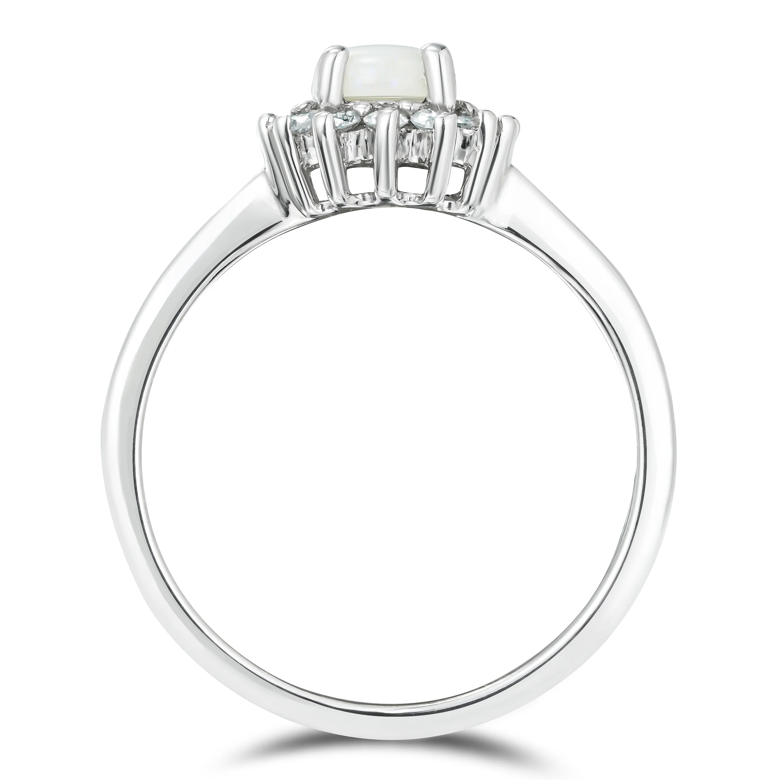 Opal 7 x 5mm And Diamond 925 Sterling Silver Ring - Image 3