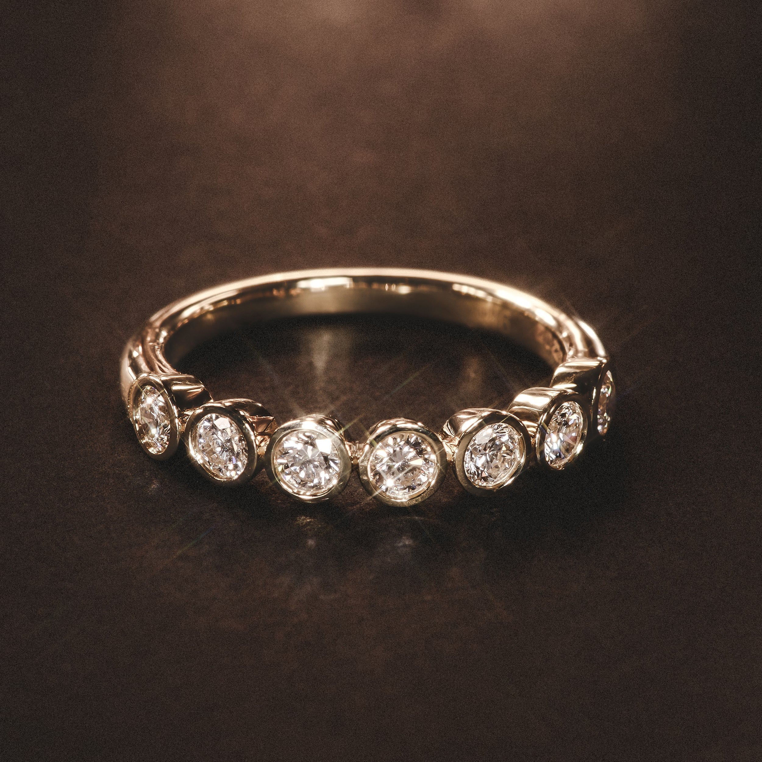 Orbit Half Band 0.15ct F/VS Round Cut Rubover Eternity Ring in 18K Gold Vemeil - Image 7