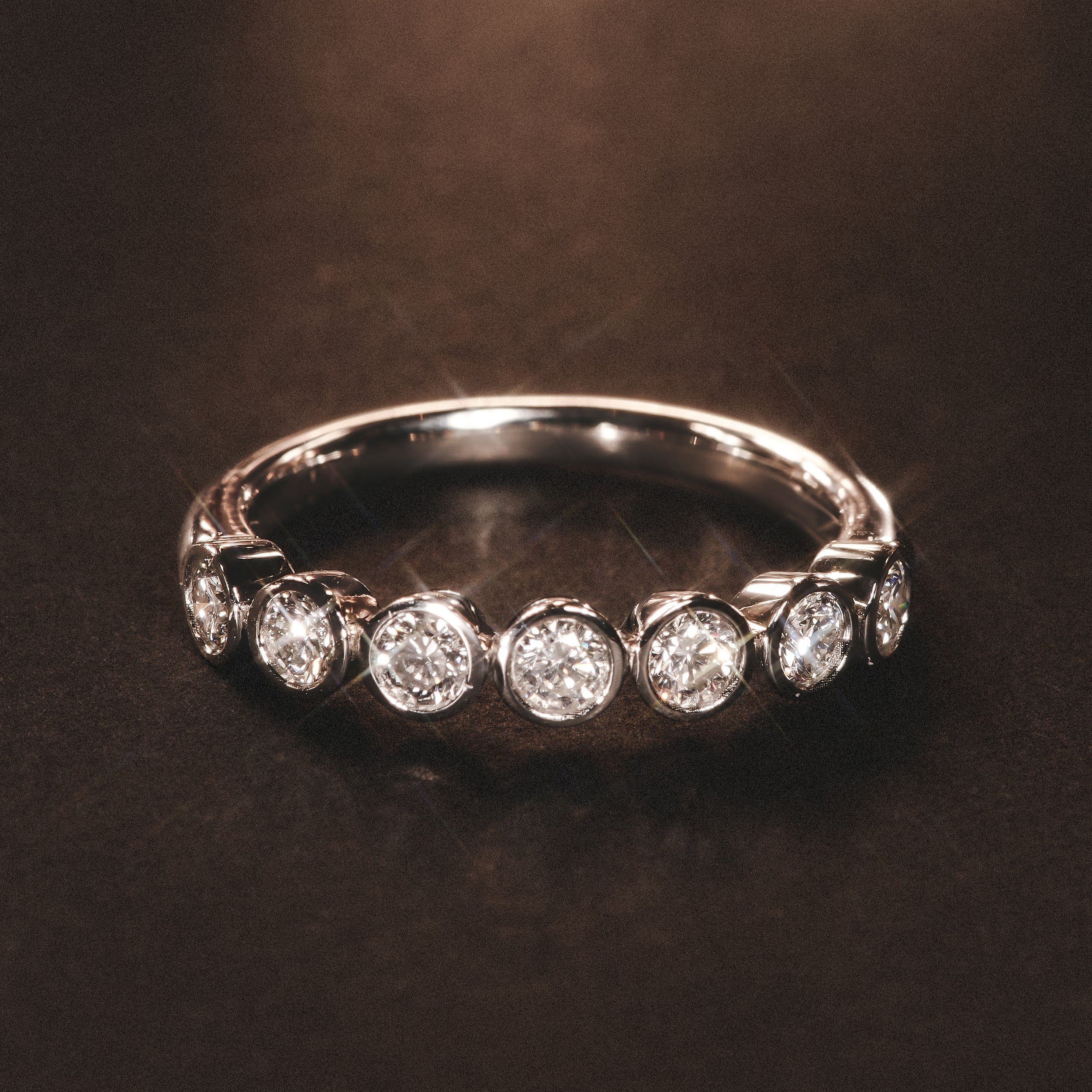 Orbit Half Band 0.15ct F/VS Round Cut Rubover Eternity Ring in 18K Silver - Image 7
