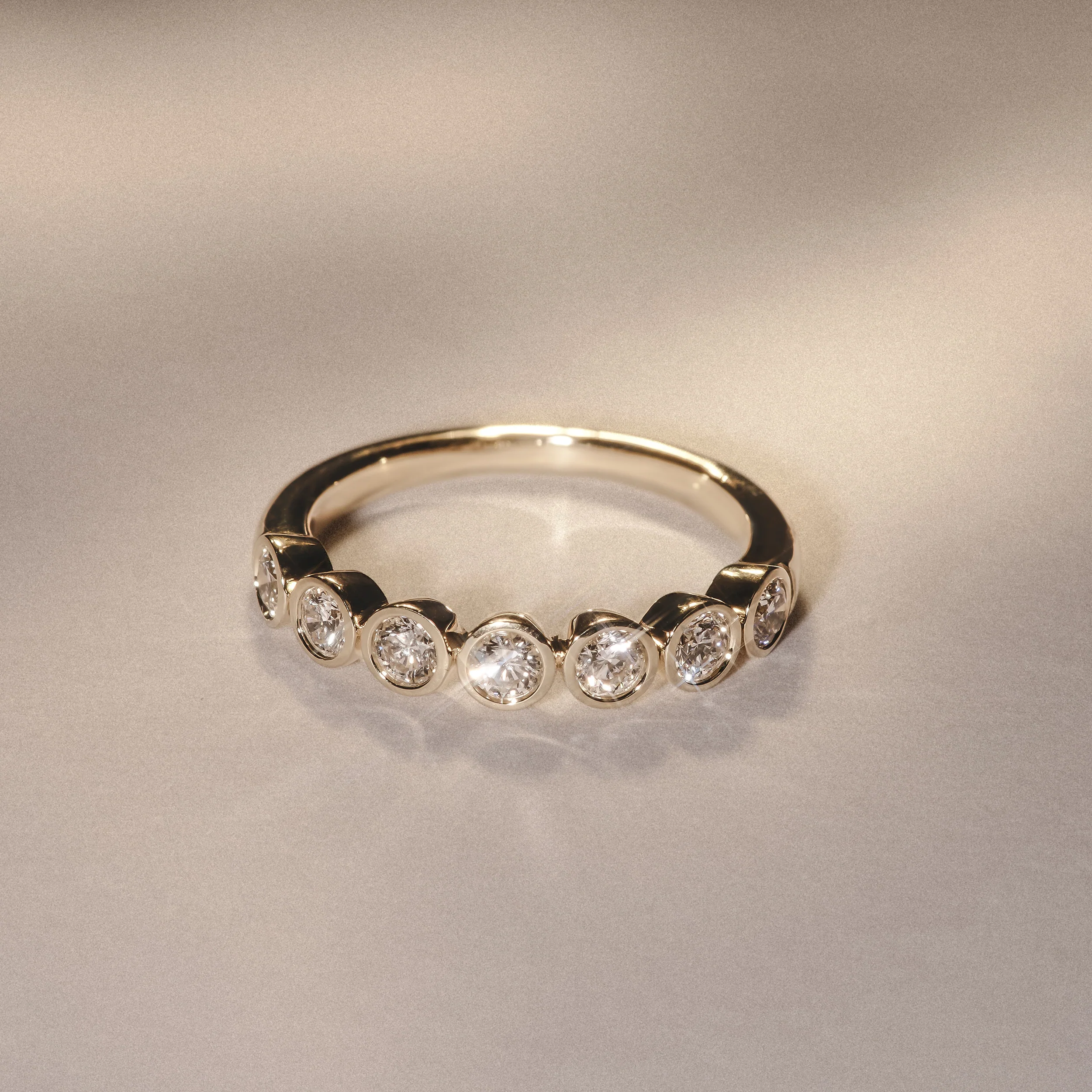 Orbit Half Band 0.30ct F/VS Round Cut Rubover Eternity Ring in 18K Yellow Gold - Image 6