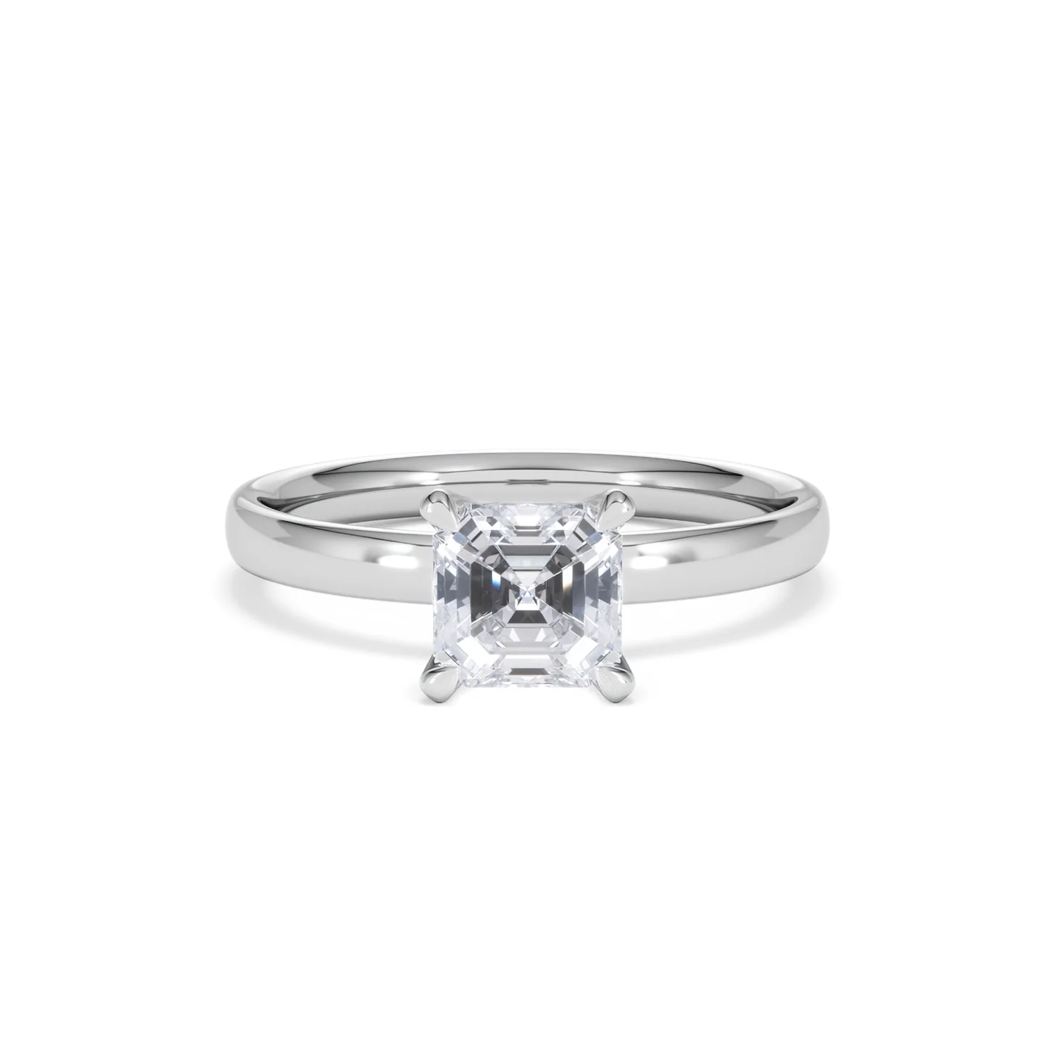 Origin 1.00ct Asscher Cut Lab Diamond Solitaire Engagement Ring in 18K White Gold - Image 8