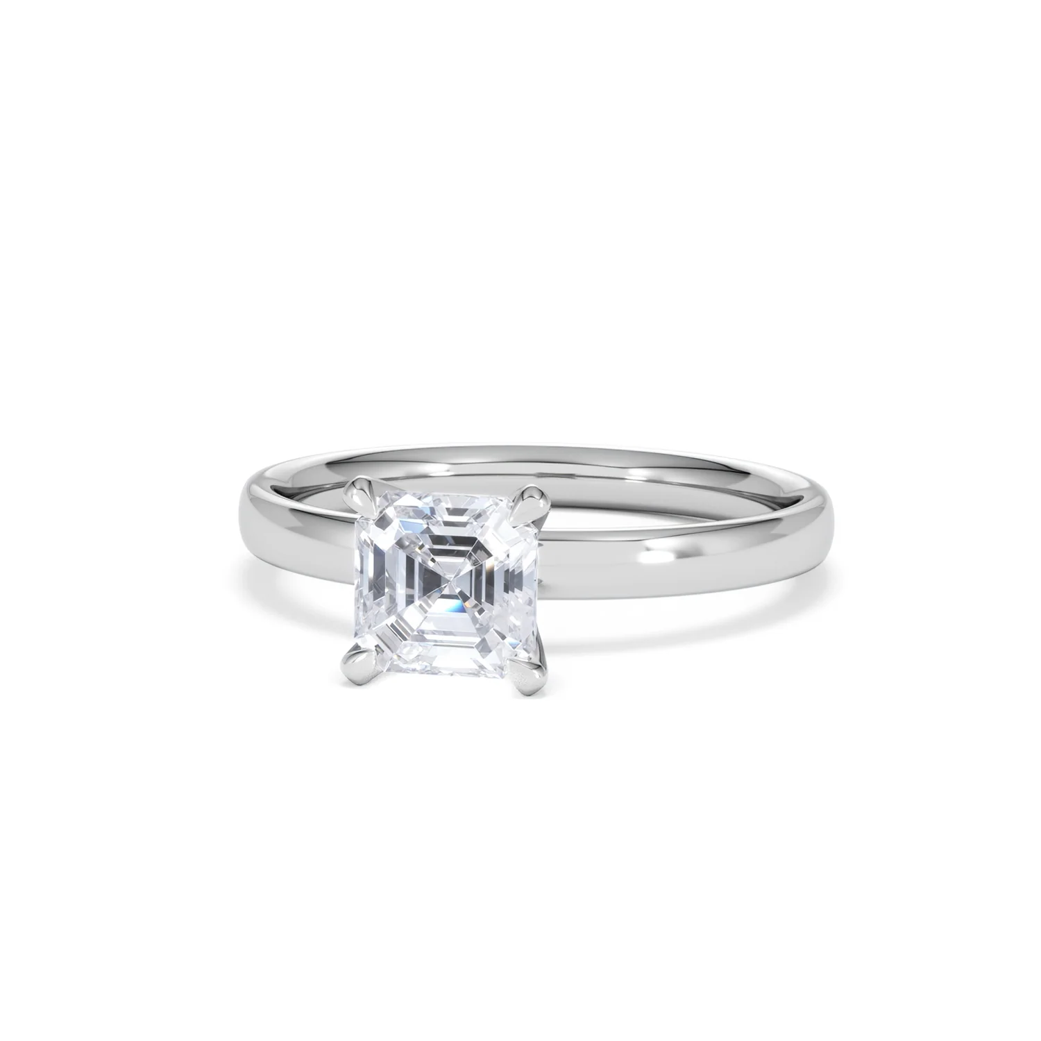 Origin 1.00ct Asscher Cut Lab Diamond Solitaire Engagement Ring in 18K White Gold - Image 85