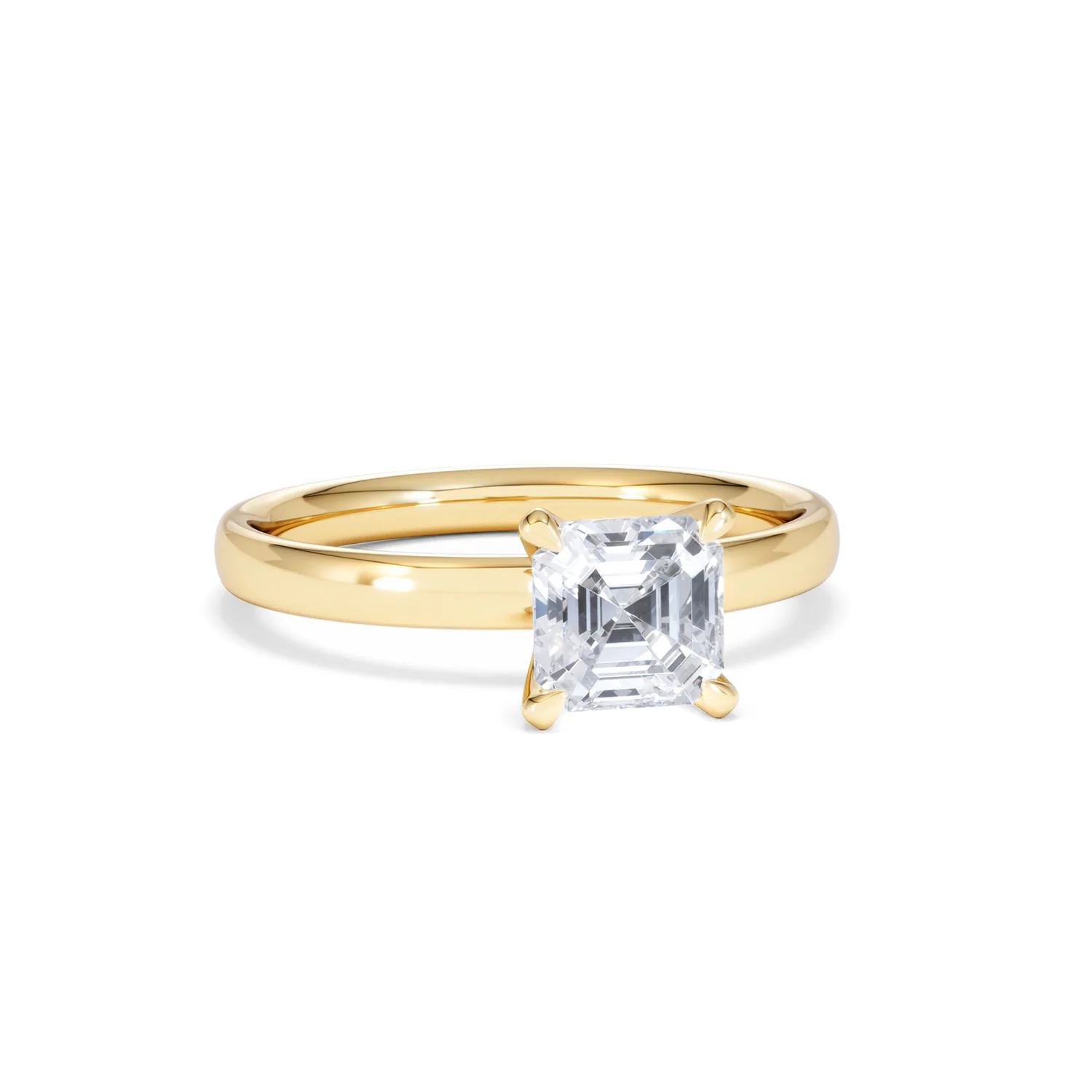 Origin 1.00ct Asscher Cut Lab Diamond Solitaire Engagement Ring in 18K Yellow Gold - Image 10