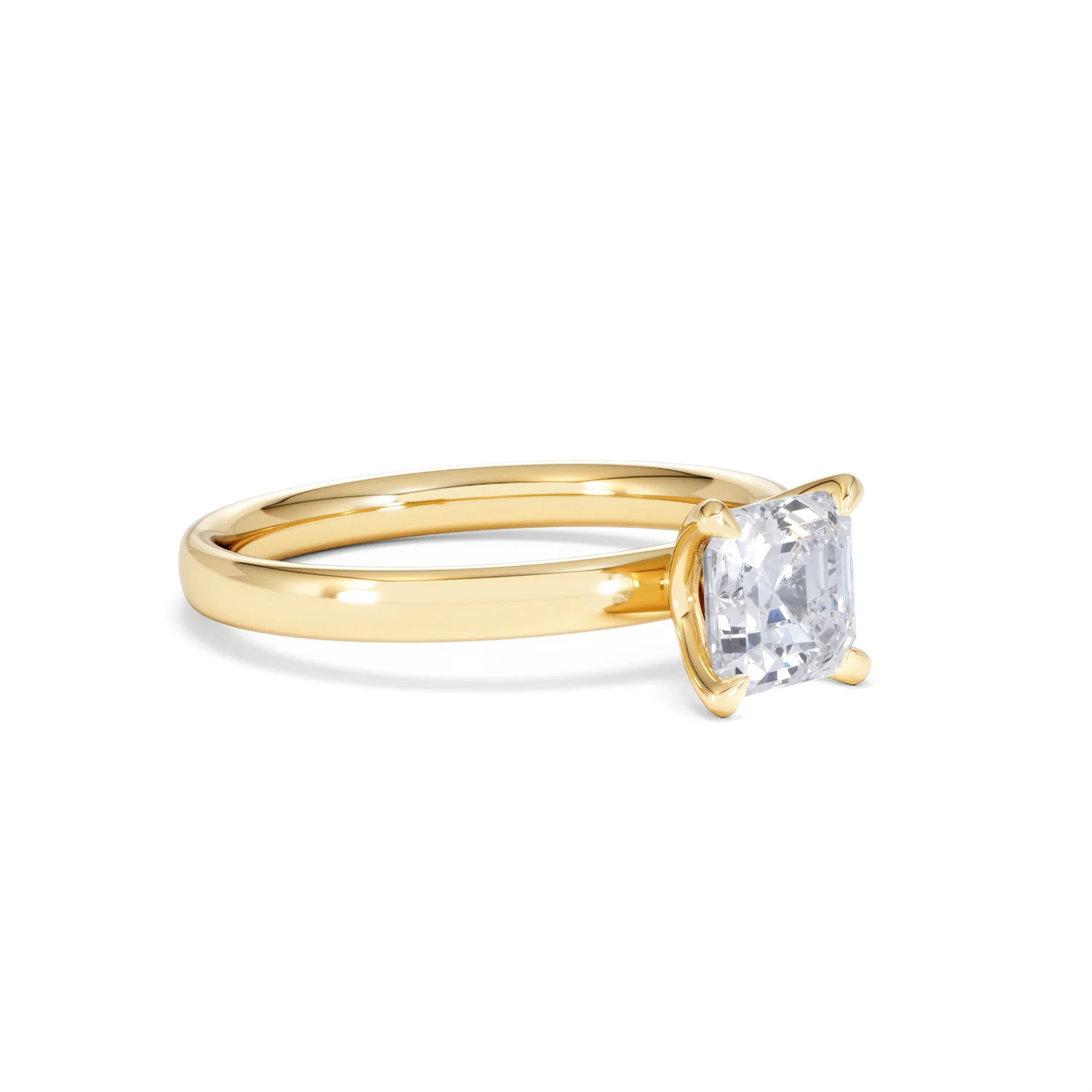 Origin 1.00ct Asscher Cut Lab Diamond Solitaire Engagement Ring in 18K Yellow Gold - Image 16