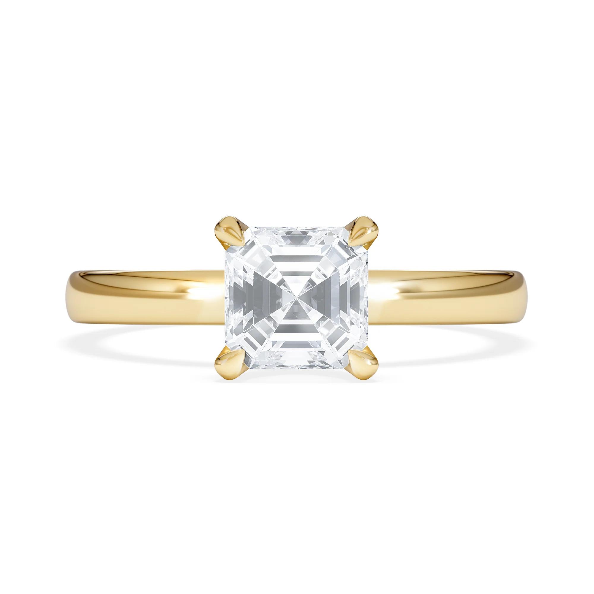 Origin 1.00ct Asscher Cut Lab Diamond Solitaire Engagement Ring in 18K Yellow Gold - Image 6