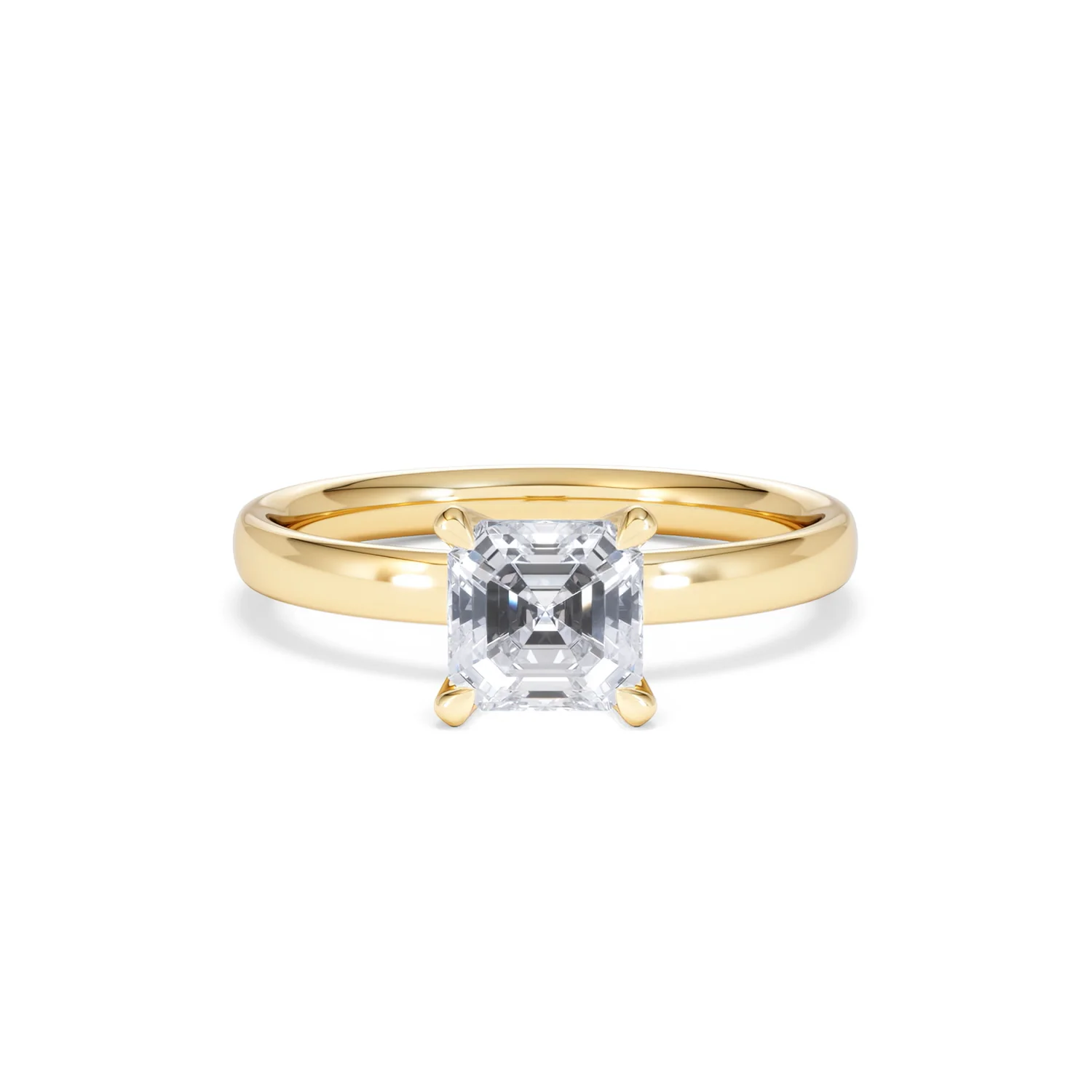 Origin 1.00ct Asscher Cut Lab Diamond Solitaire Engagement Ring in 18K Yellow Gold - Image 7