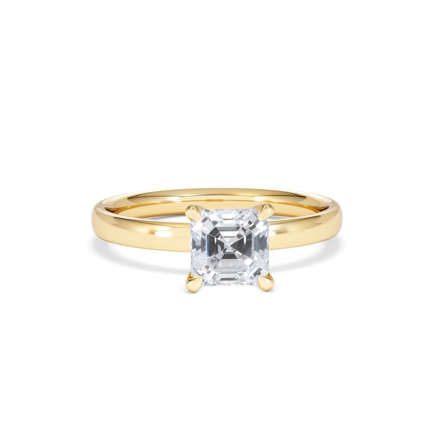 Origin 1.00ct Asscher Cut Lab Diamond Solitaire Engagement Ring in 18K Yellow Gold - Image 8