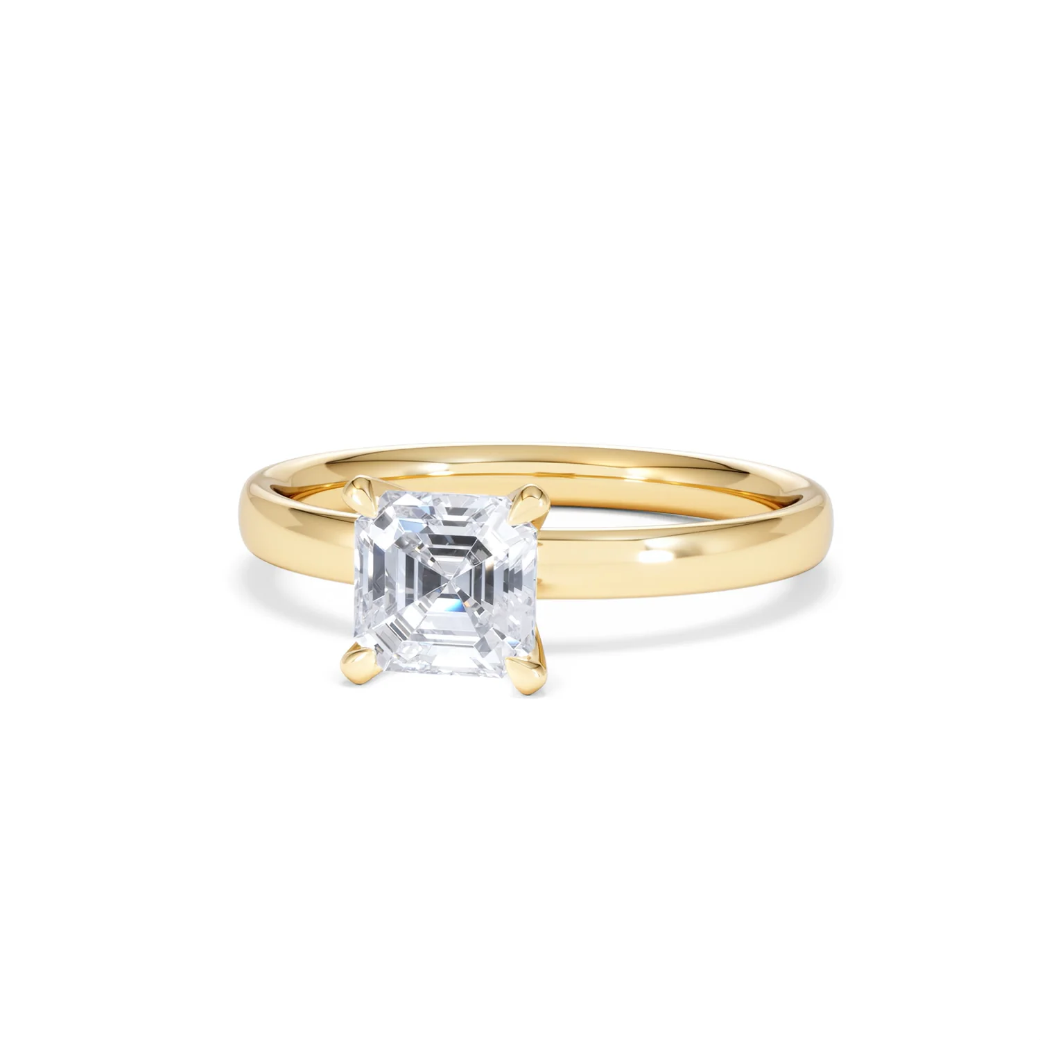 Origin 1.00ct Asscher Cut Lab Diamond Solitaire Engagement Ring in 18K Yellow Gold - Image 84