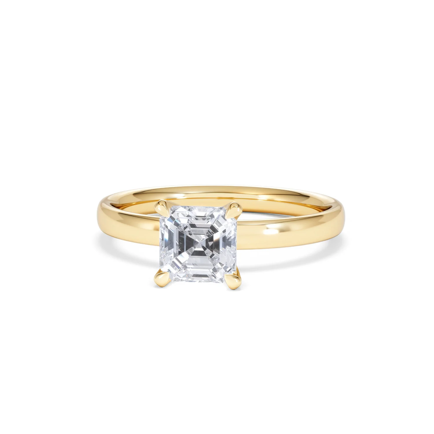 Origin 1.00ct Asscher Cut Lab Diamond Solitaire Engagement Ring in 18K Yellow Gold - Image 85