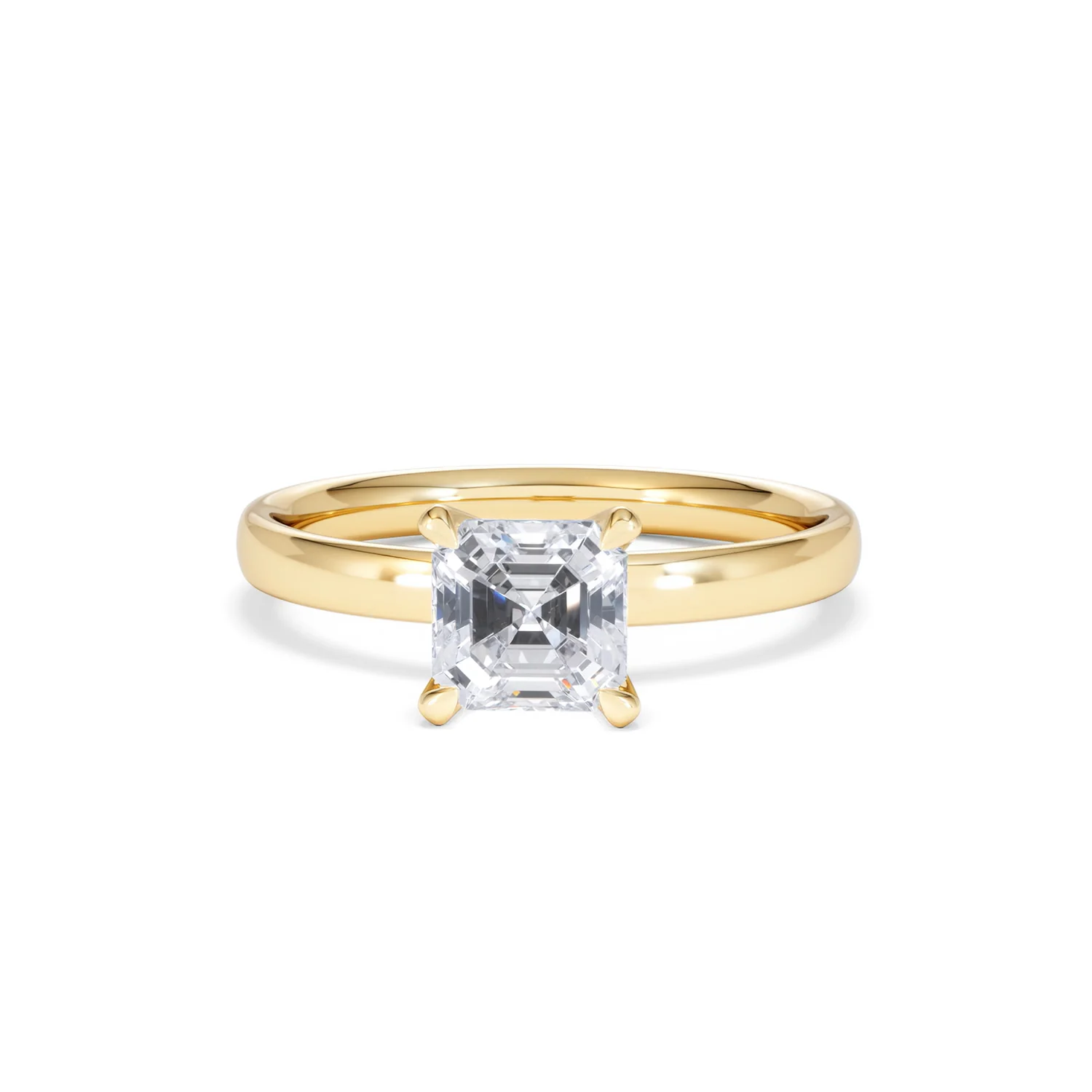 Origin 1.00ct Asscher Cut Lab Diamond Solitaire Engagement Ring in 18K Yellow Gold - Image 86
