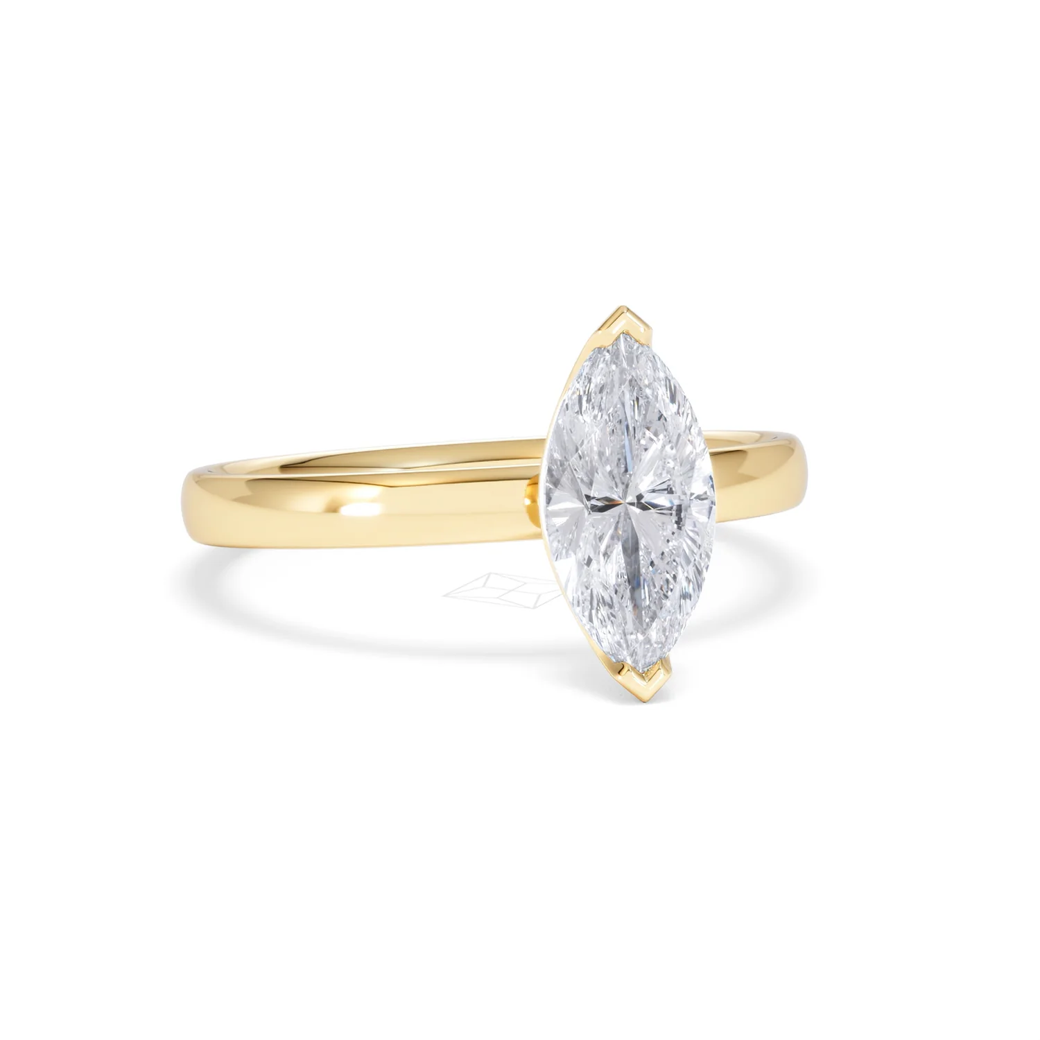 Origin 1.00ct Marquise Cut Lab Diamond Solitaire Engagement Ring in 18K Yellow Gold - Image 12