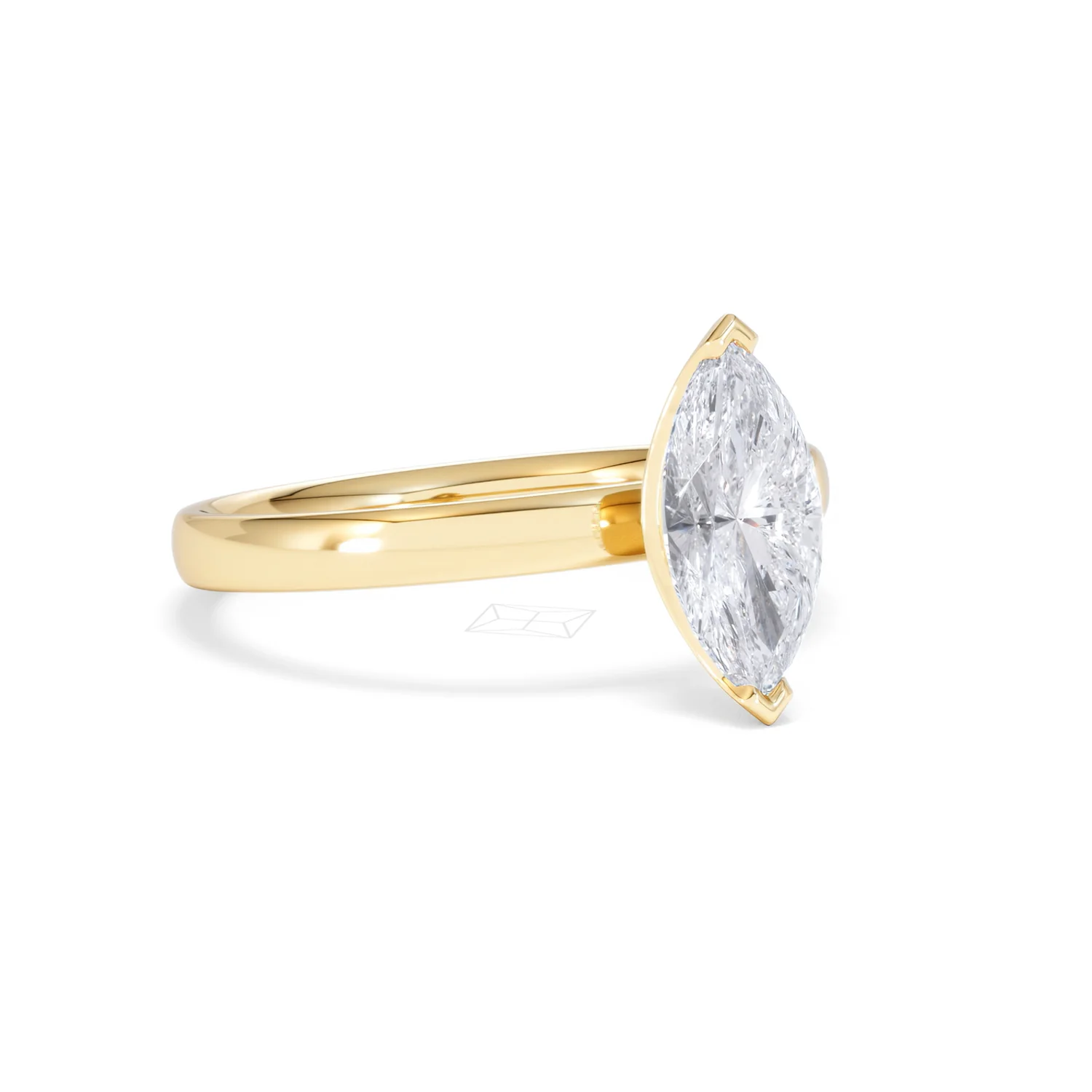Origin 1.00ct Marquise Cut Lab Diamond Solitaire Engagement Ring in 18K Yellow Gold - Image 15