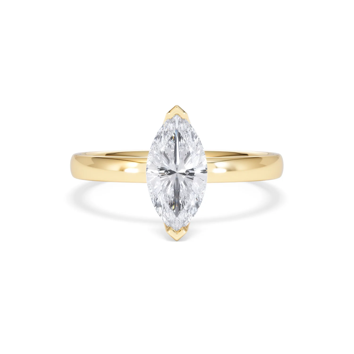 Origin 1.00ct Marquise Cut Lab Diamond Solitaire Engagement Ring in 18K Yellow Gold - Image 8
