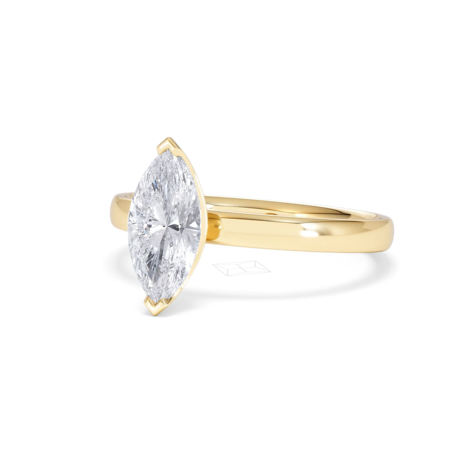 Origin 1.00ct Marquise Cut Lab Diamond Solitaire Engagement Ring in 18K Yellow Gold - Image 82