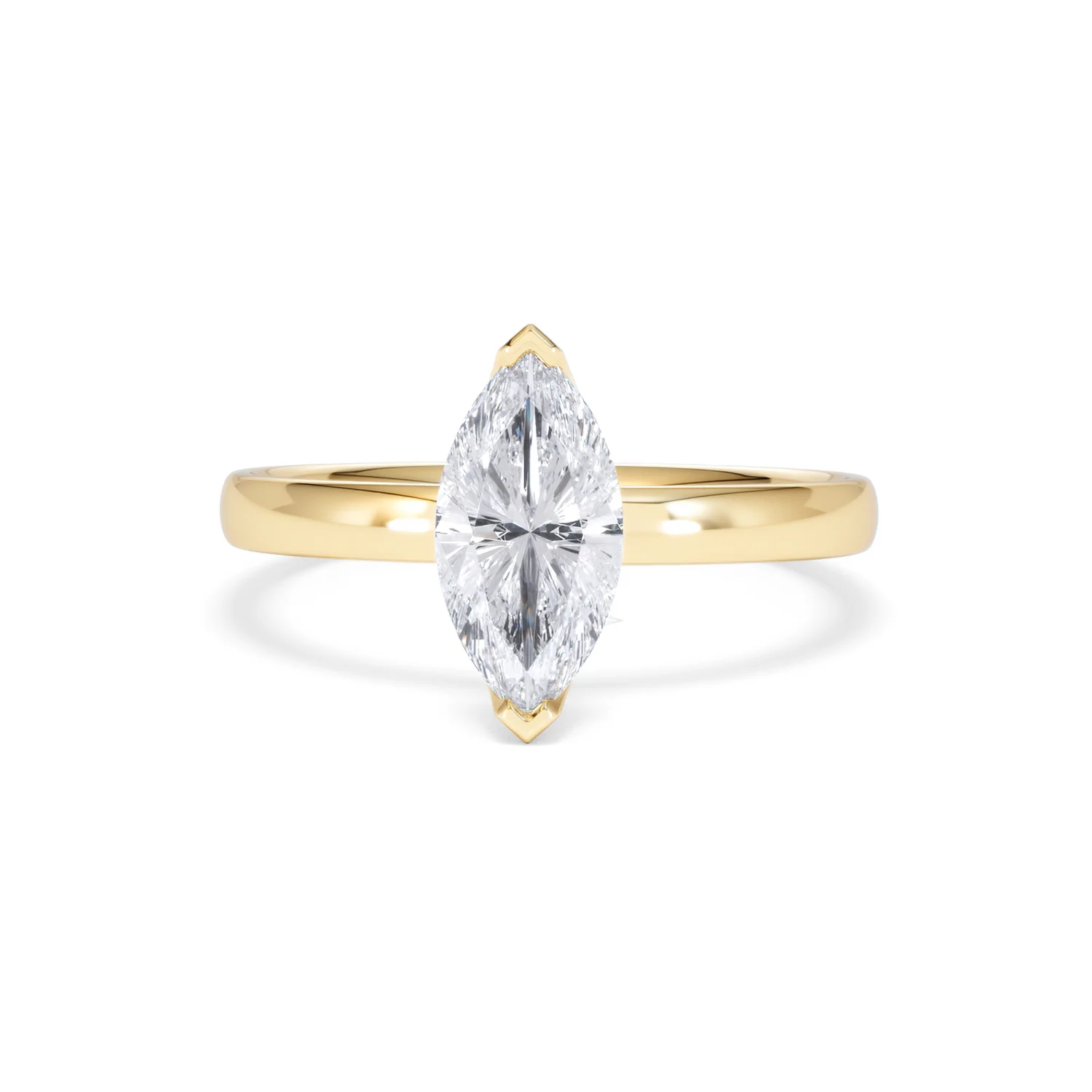 Origin 1.00ct Marquise Cut Lab Diamond Solitaire Engagement Ring in 18K Yellow Gold - Image 87
