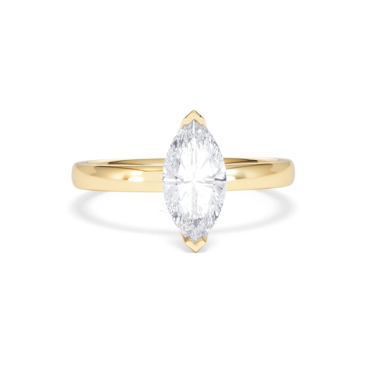 Origin 1.00ct Marquise Cut Lab Diamond Solitaire Engagement Ring in 18K Yellow Gold - Image 9