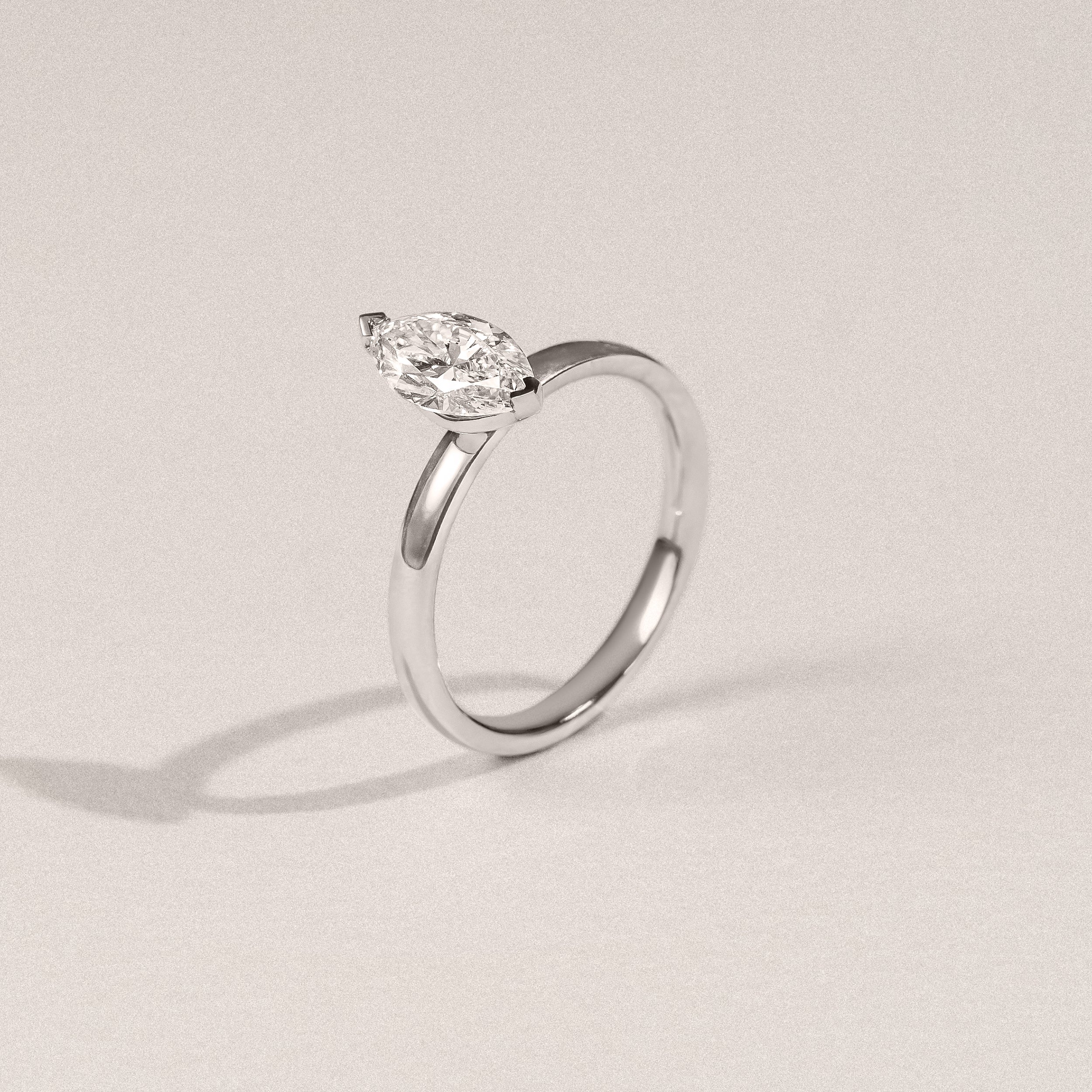 Origin 1.00ct Marquise Cut Lab Diamond Solitaire Engagement Ring in Platinum - Image 6