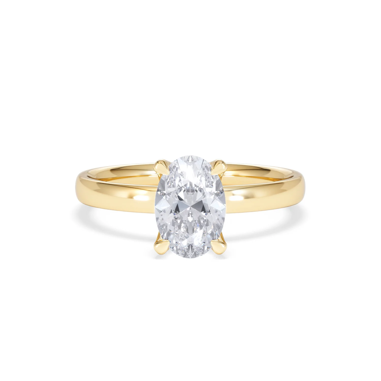 Origin 1.00ct Oval Cut Lab Diamond Solitaire Engagement Ring in 18K Yellow Gold - Image 8