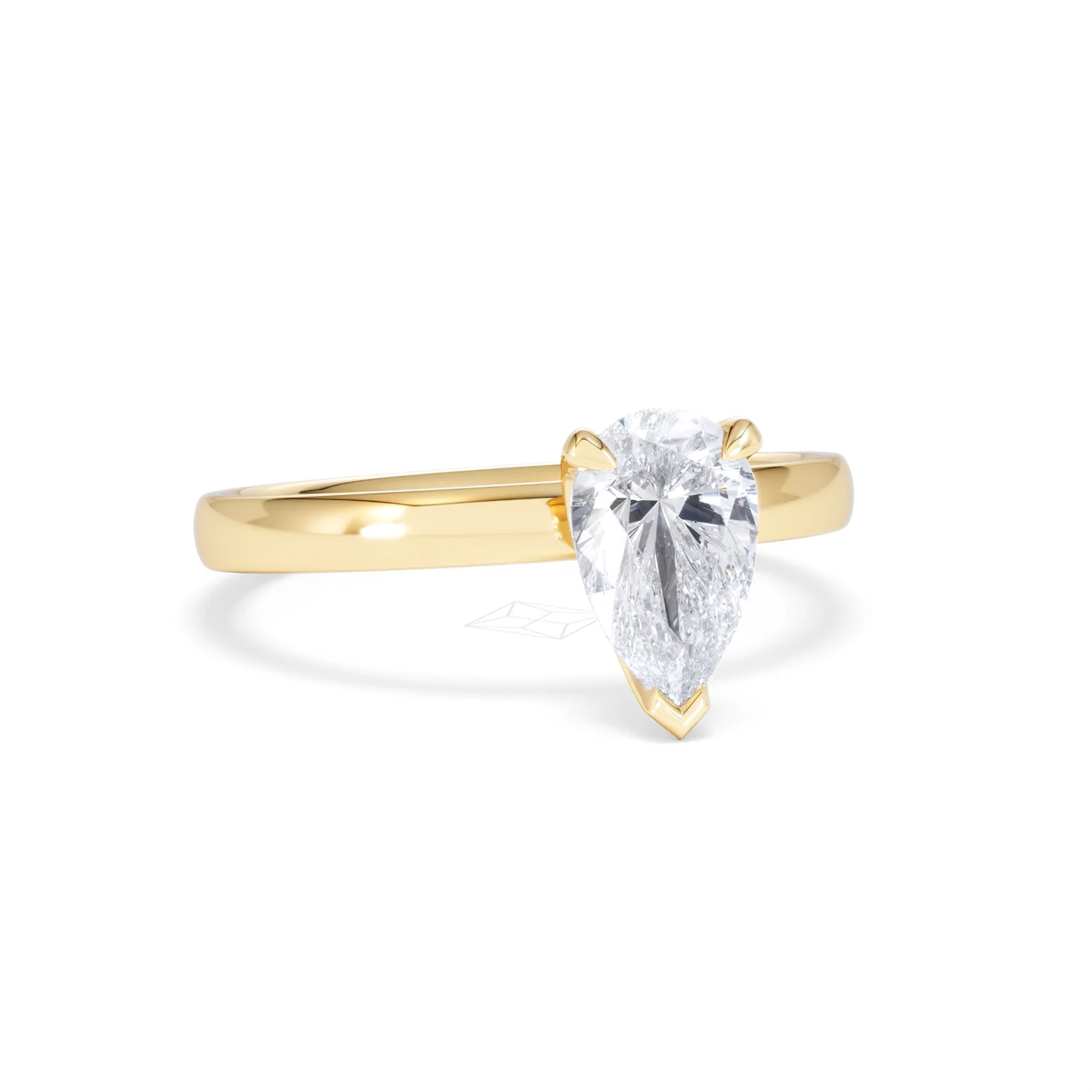 Origin 1.00ct Pear Cut Lab Diamond Solitaire Engagement Ring in 18K Yellow Gold - Image 12