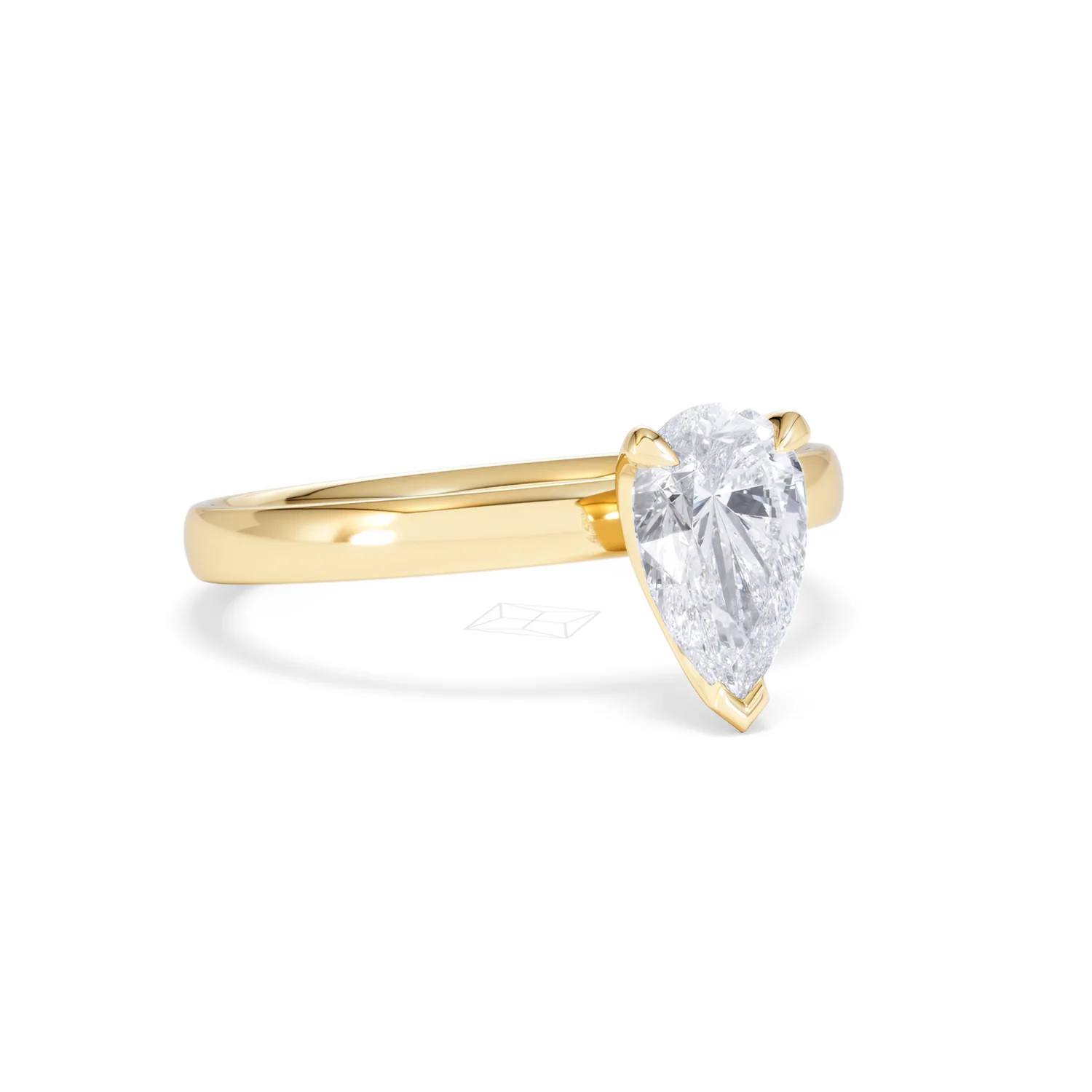 Origin 1.00ct Pear Cut Lab Diamond Solitaire Engagement Ring in 18K Yellow Gold - Image 14