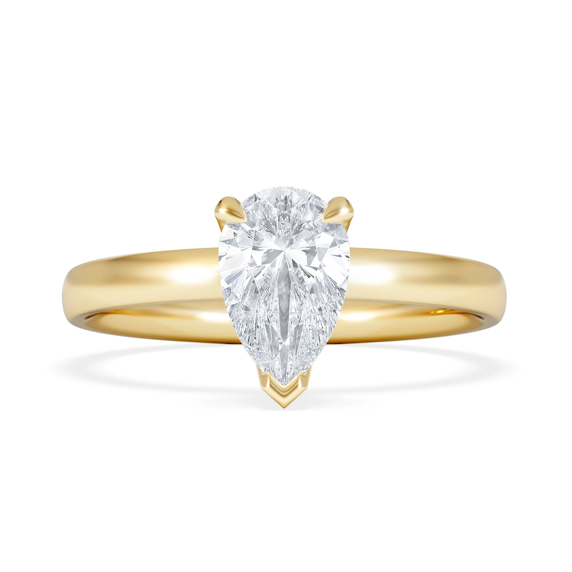 Origin 1.00ct Pear Cut Lab Diamond Solitaire Engagement Ring in 18K Yellow Gold - Image 7