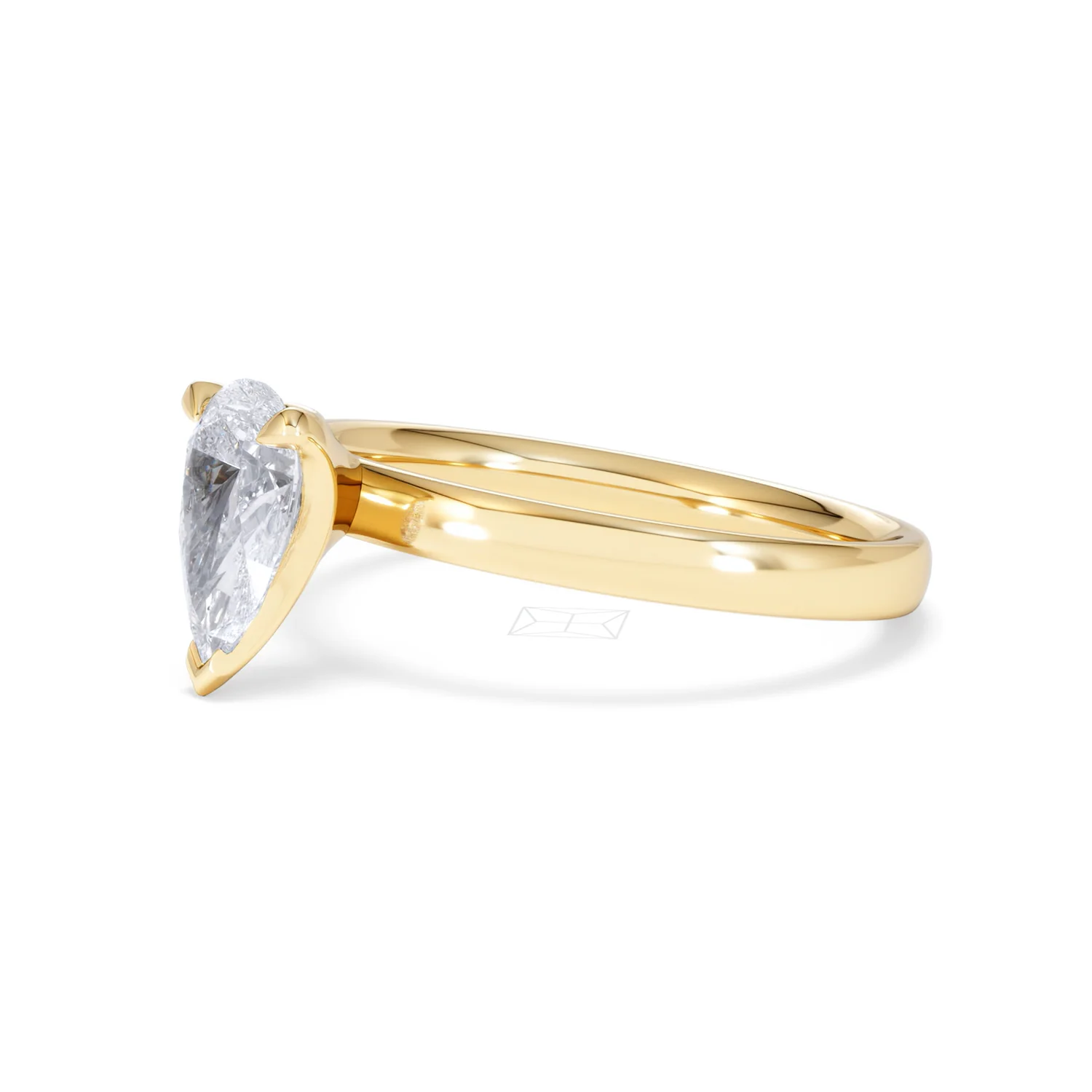 Origin 1.00ct Pear Cut Lab Diamond Solitaire Engagement Ring in 18K Yellow Gold - Image 76